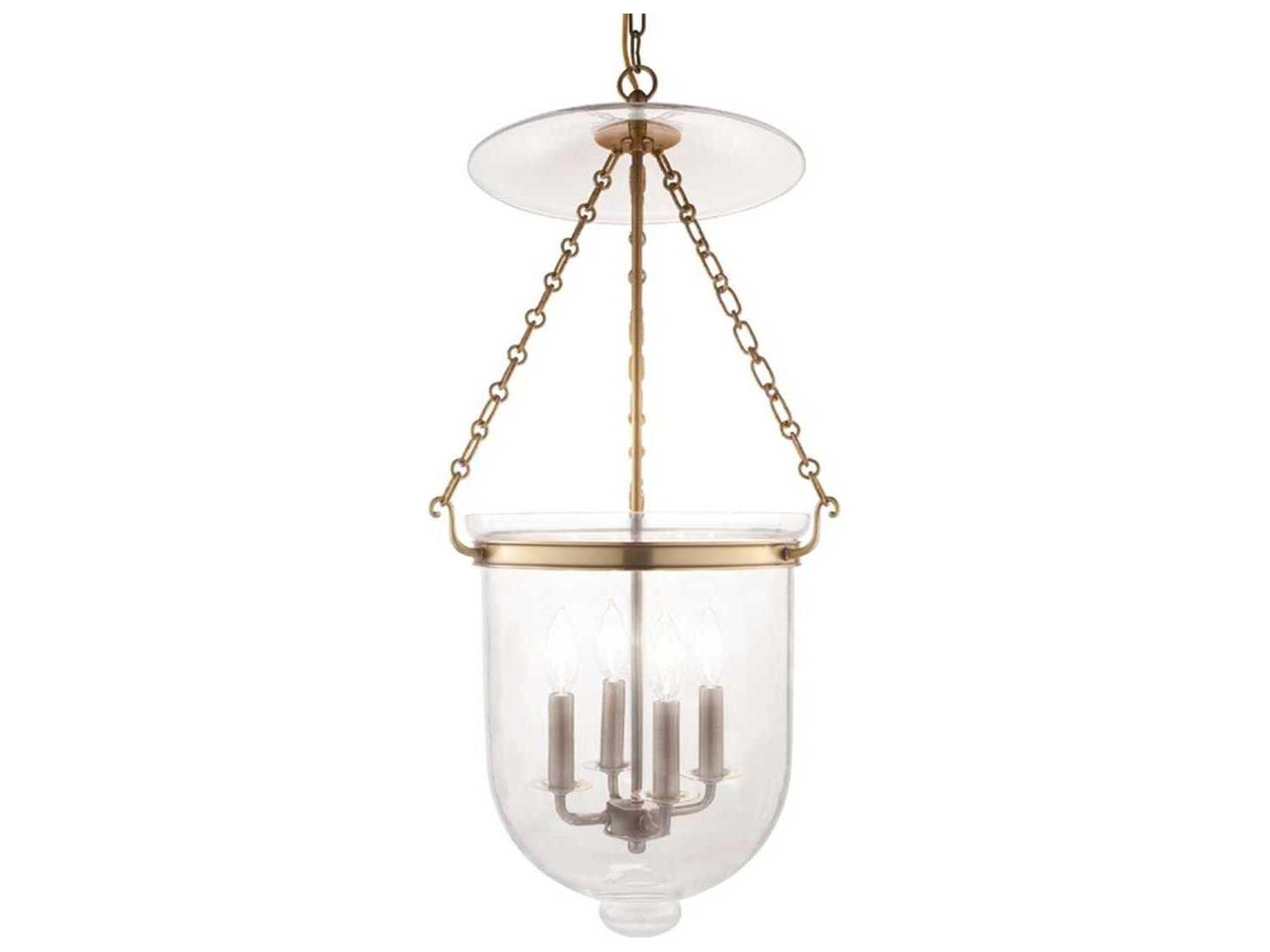 Hampton 4-Light Aged Brass Clear Glass Bell Candelabra Chandelier