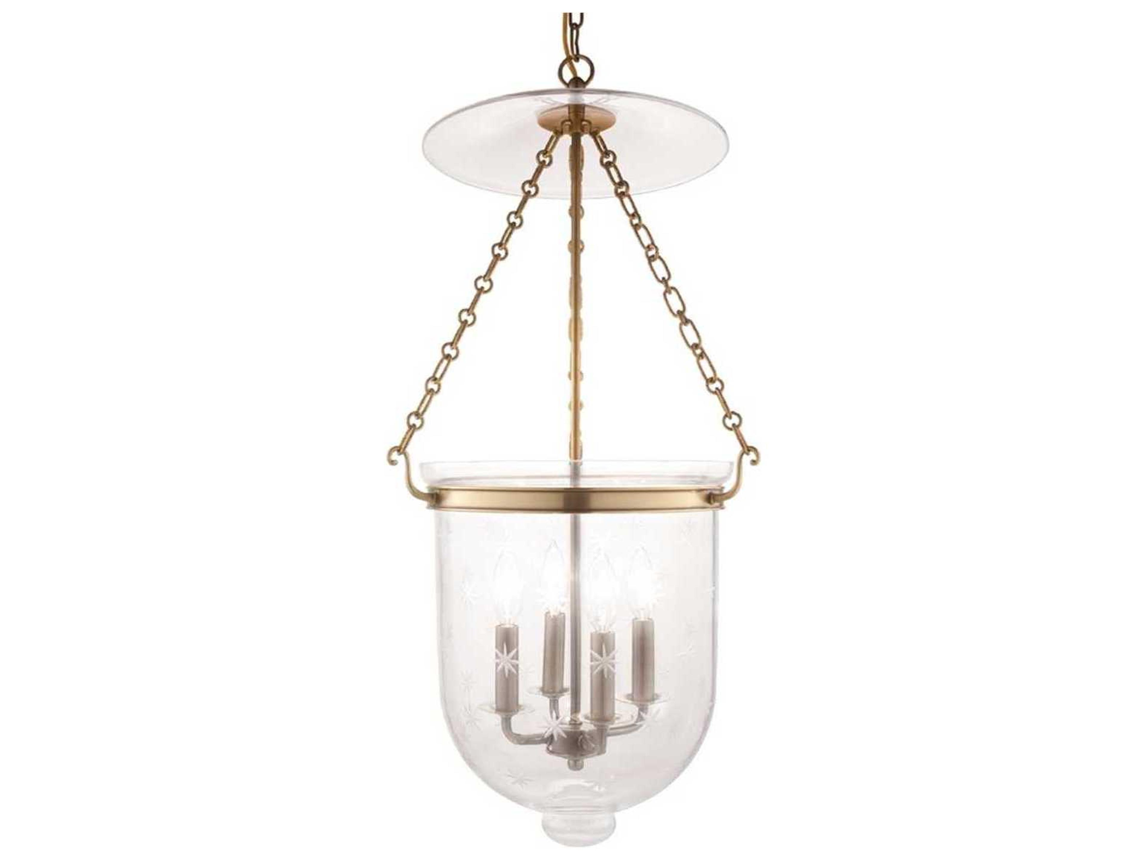 Hampton 4-Light Aged Brass Clear Glass Bell Candelabra Chandelier
