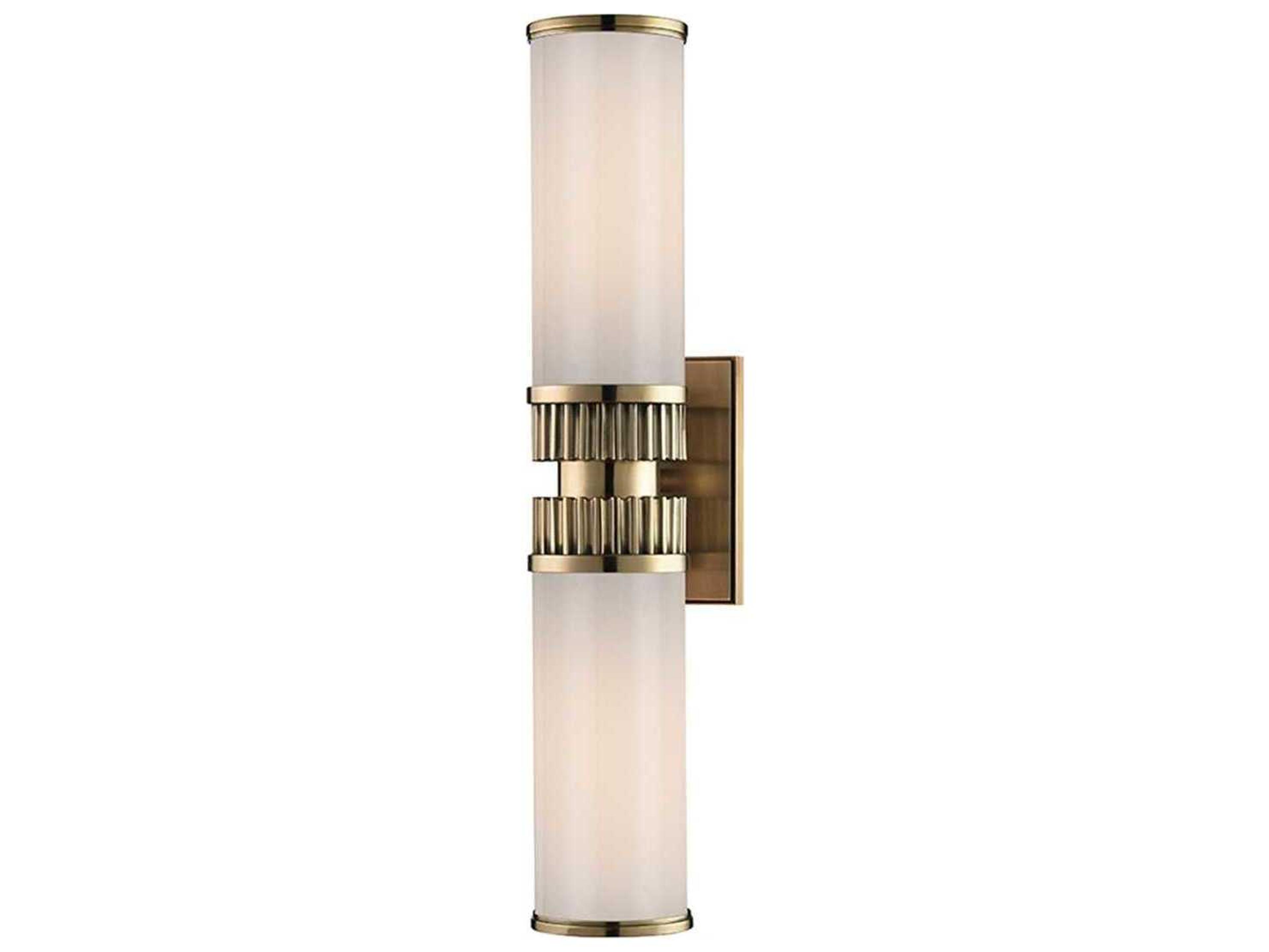 Harper 2-Light Aged Brass Off White Glass Wall Sconce