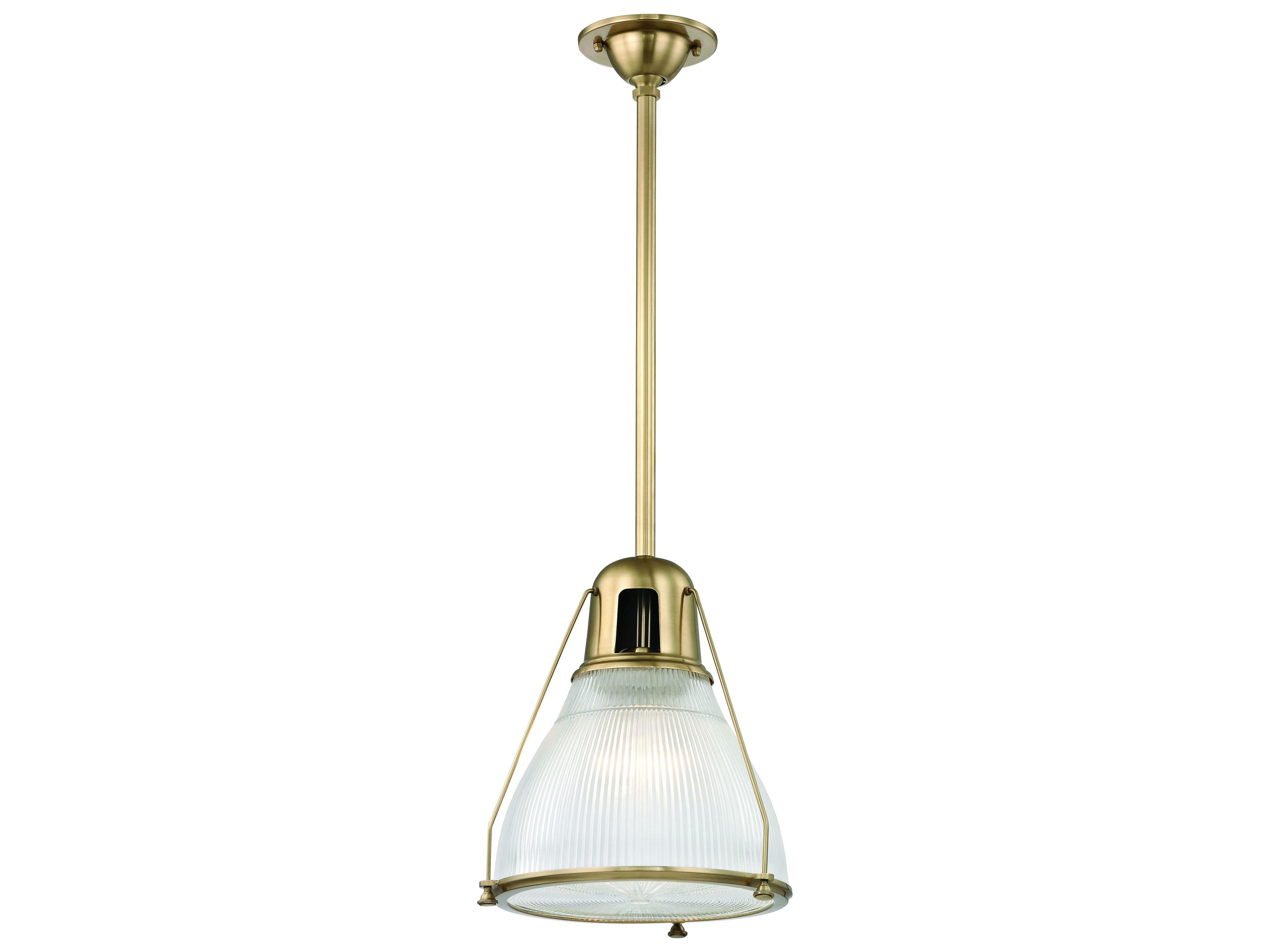Haverhill 1-Light Aged Brass Glass Bell Mini Pendant