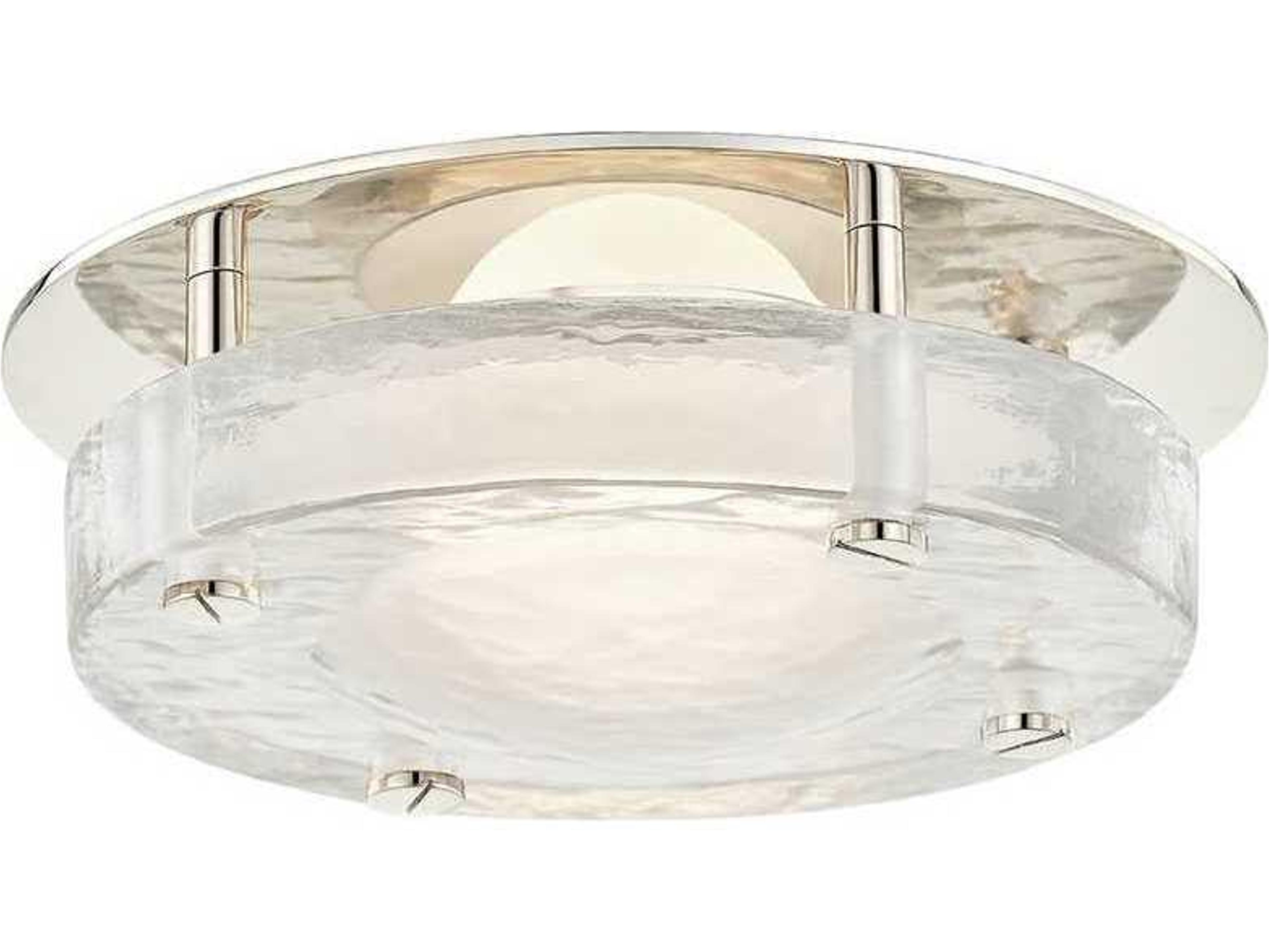 Hudson Valley Heath 1-Light Polished Nickel Glass LED Drum Flush Mount