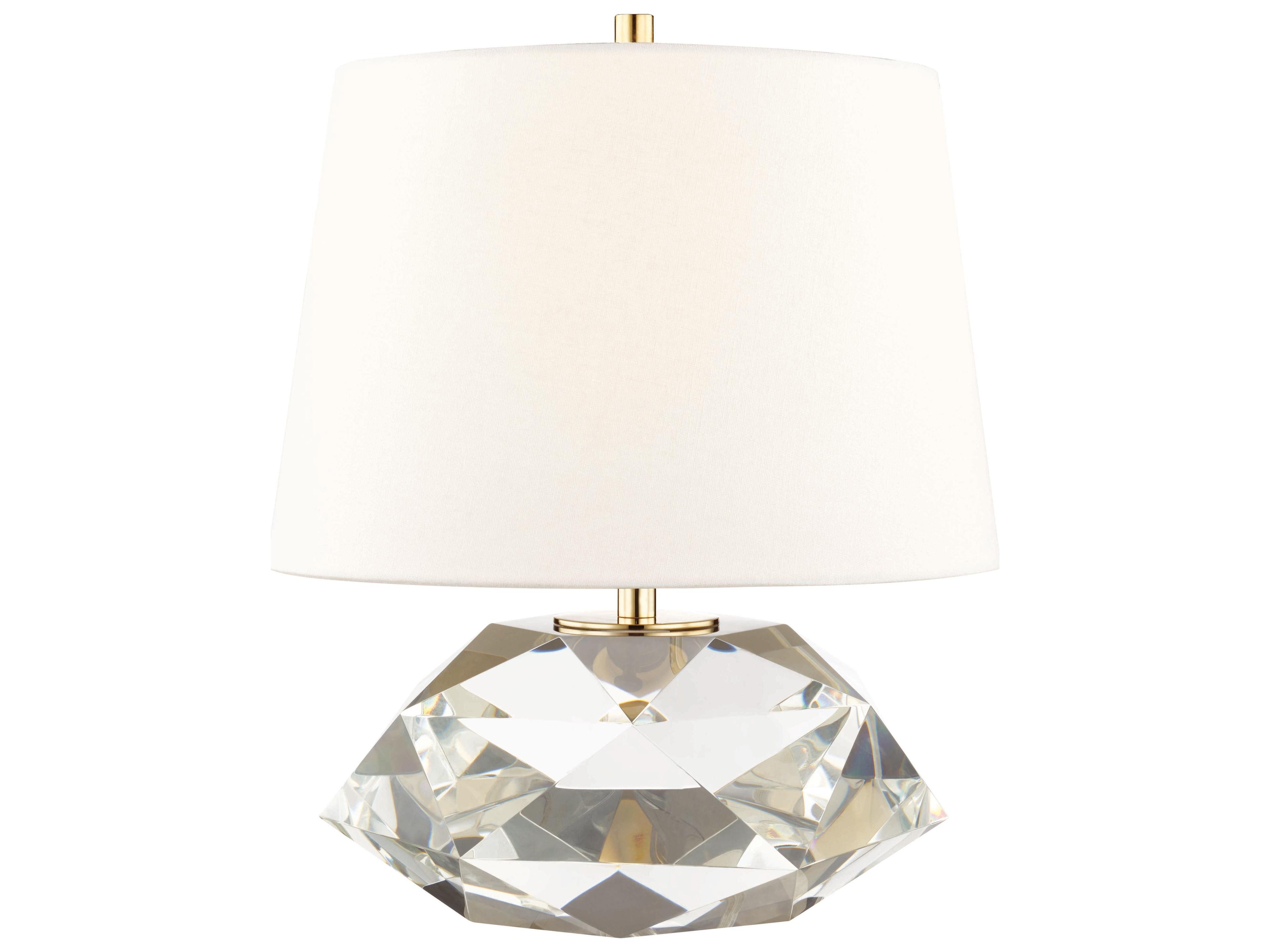 Henley Crystal Aged Brass Off White Table Lamp
