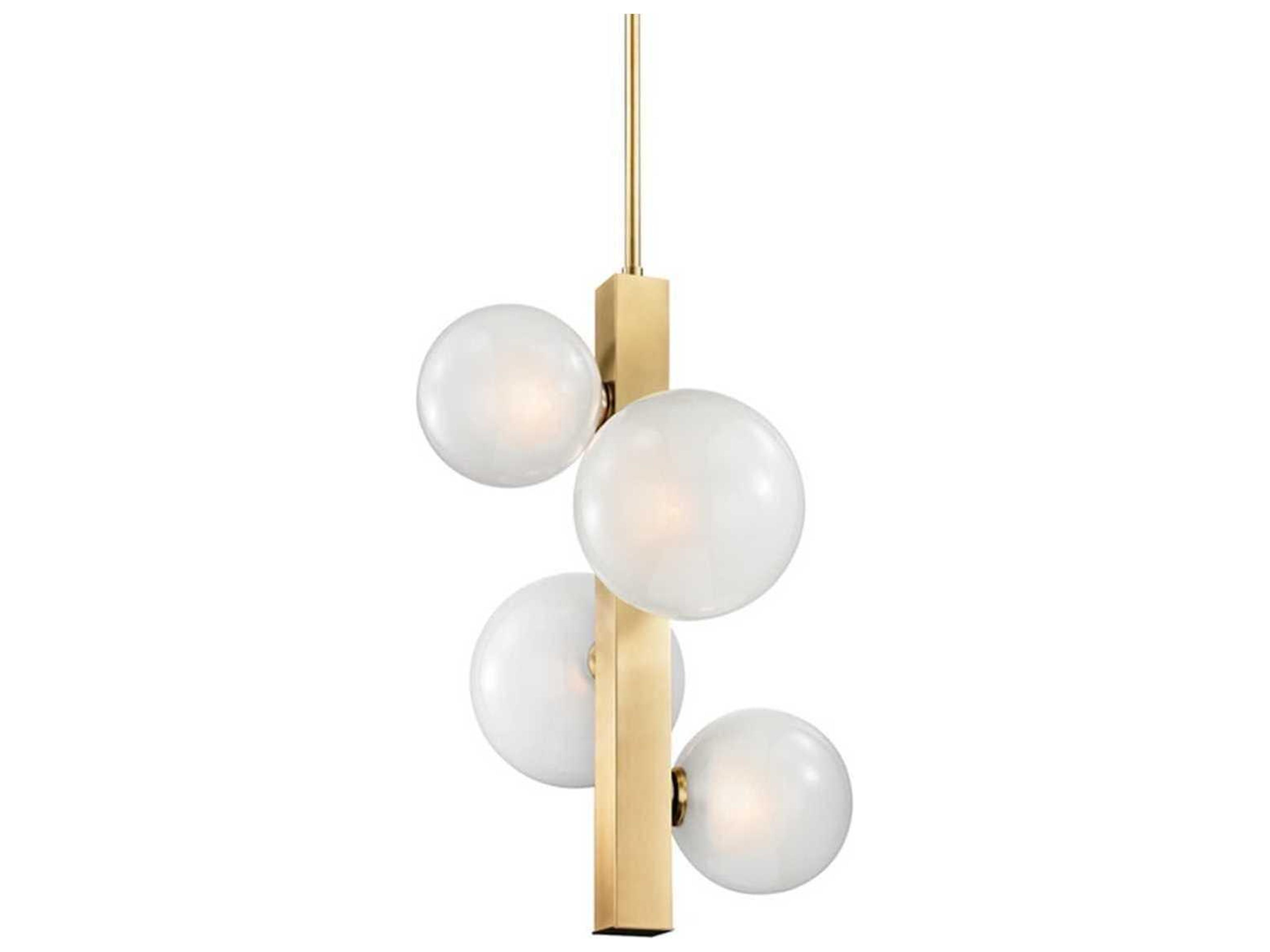 Hinsdale 4-Light Aged Brass Clear Glass Globe Round Pendant