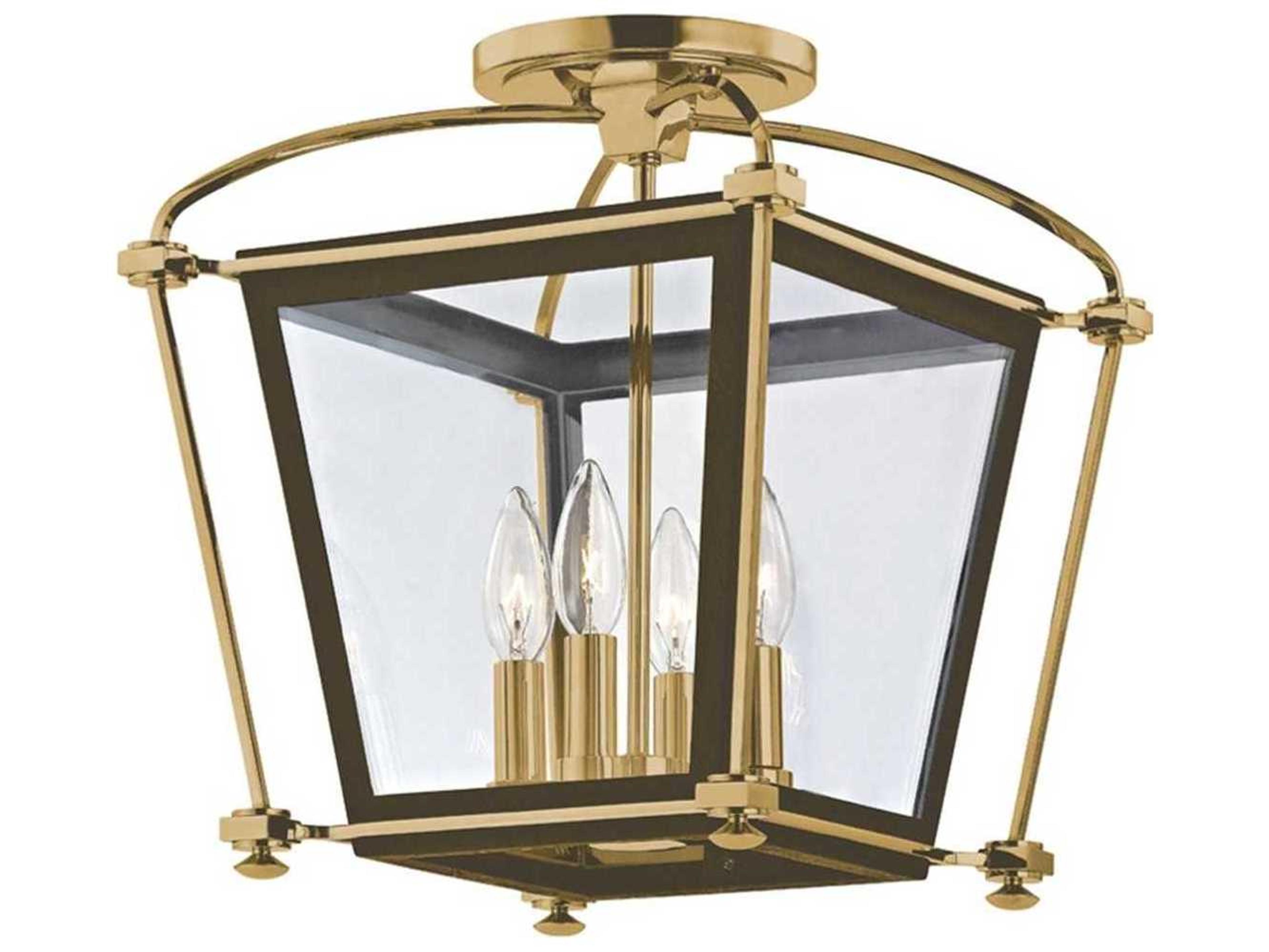 Hudson Valley Hollis 4-Light Aged Brass Clear Glass Semi Flush Mount