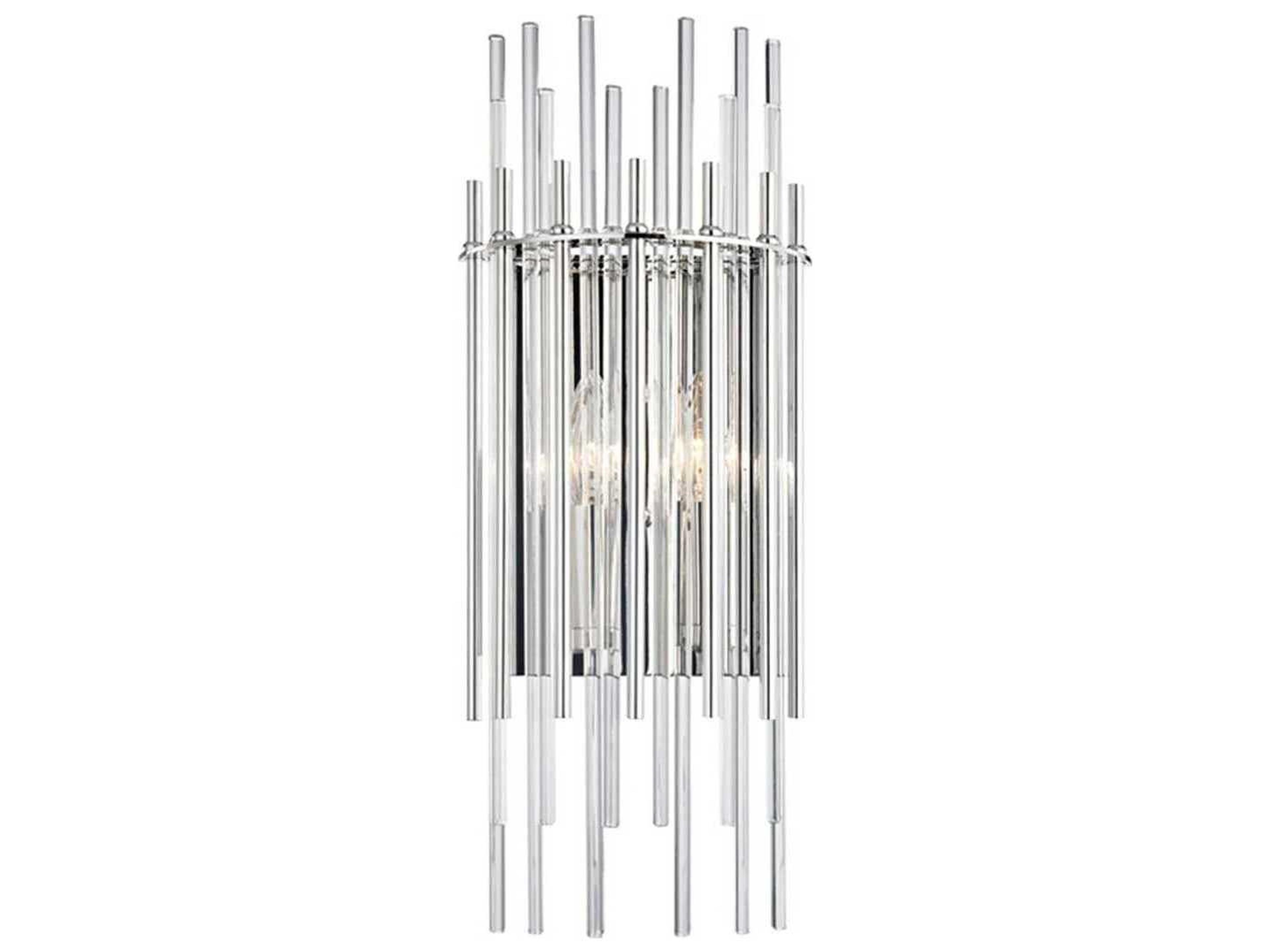 Wallis 2-Light Polished Nickel Clear Glass Wall Sconce
