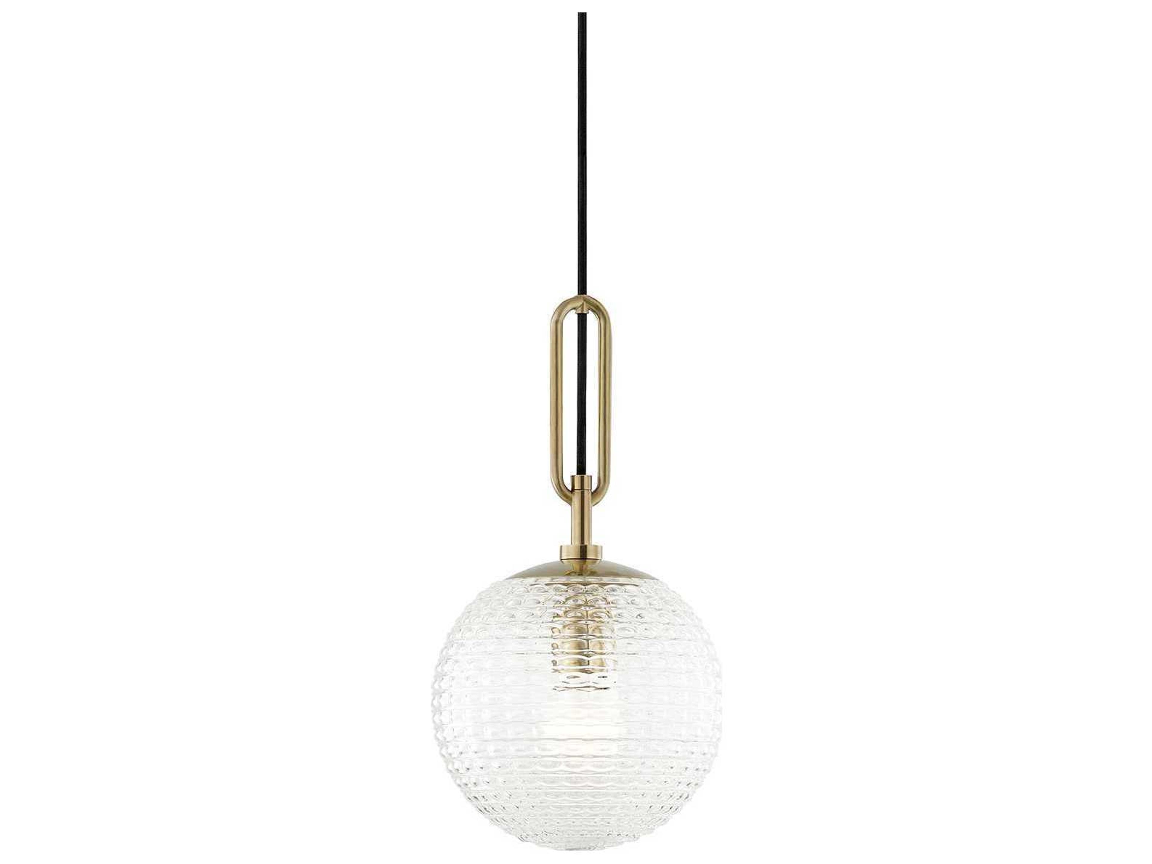 Jewett 1-Light Aged Brass Glass Globe Round Mini Pendant
