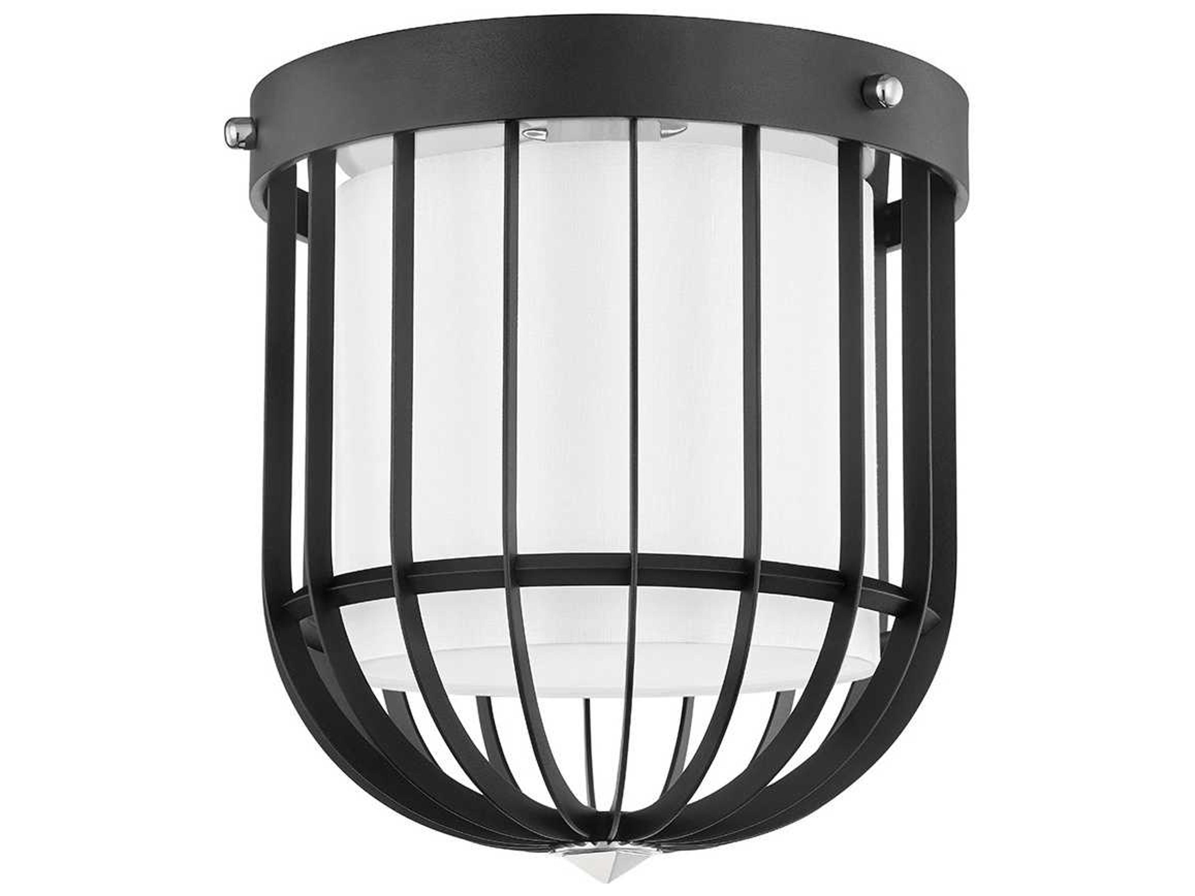 Landon 1-Light Polished Nickel Black Dome Flush Mount