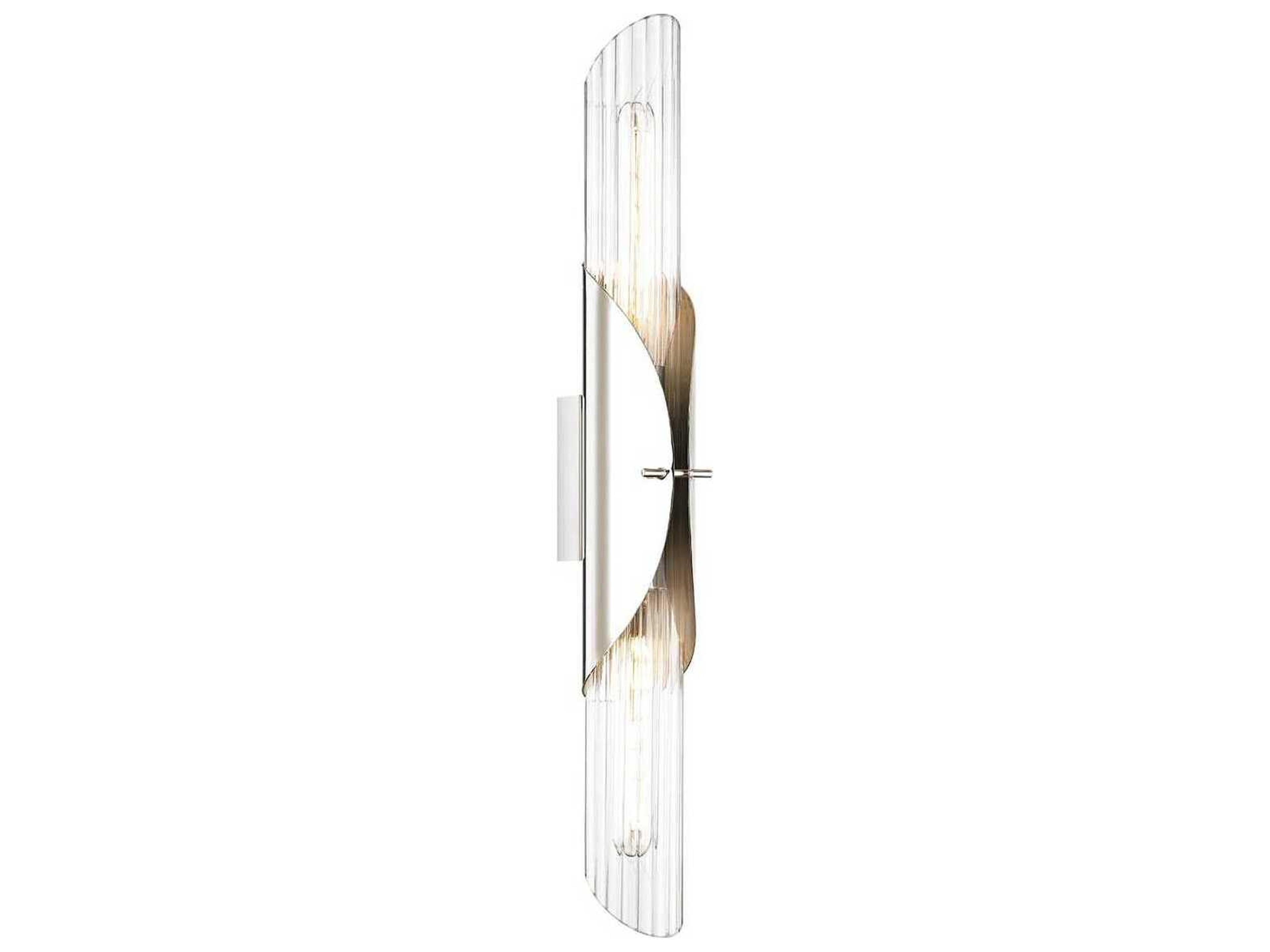 Lefferts 2-Light Polished Nickel Glass Wall Sconce