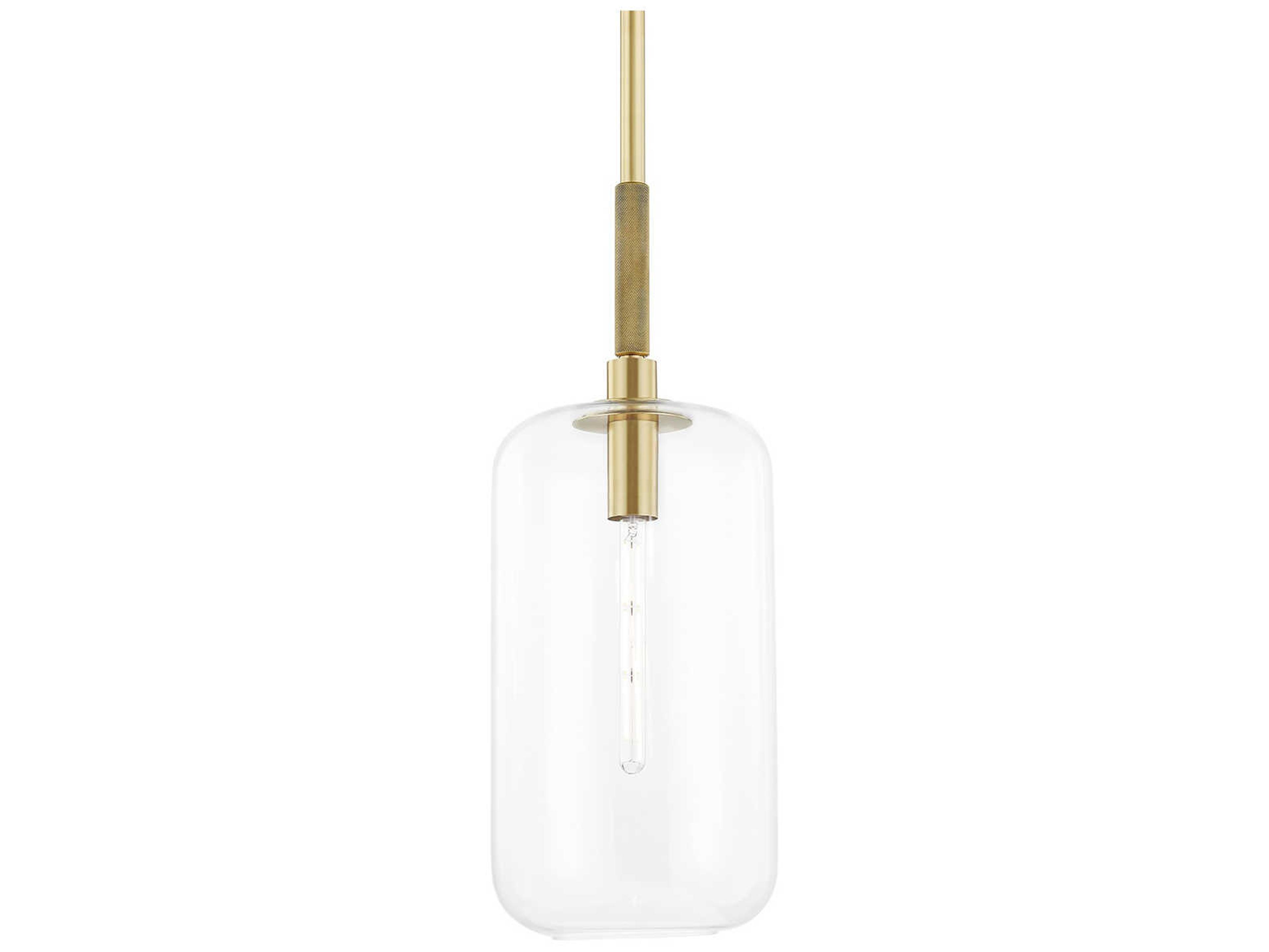 Lenox Hill 1-Light Aged Brass Glass LED Cylinder Mini Pendant