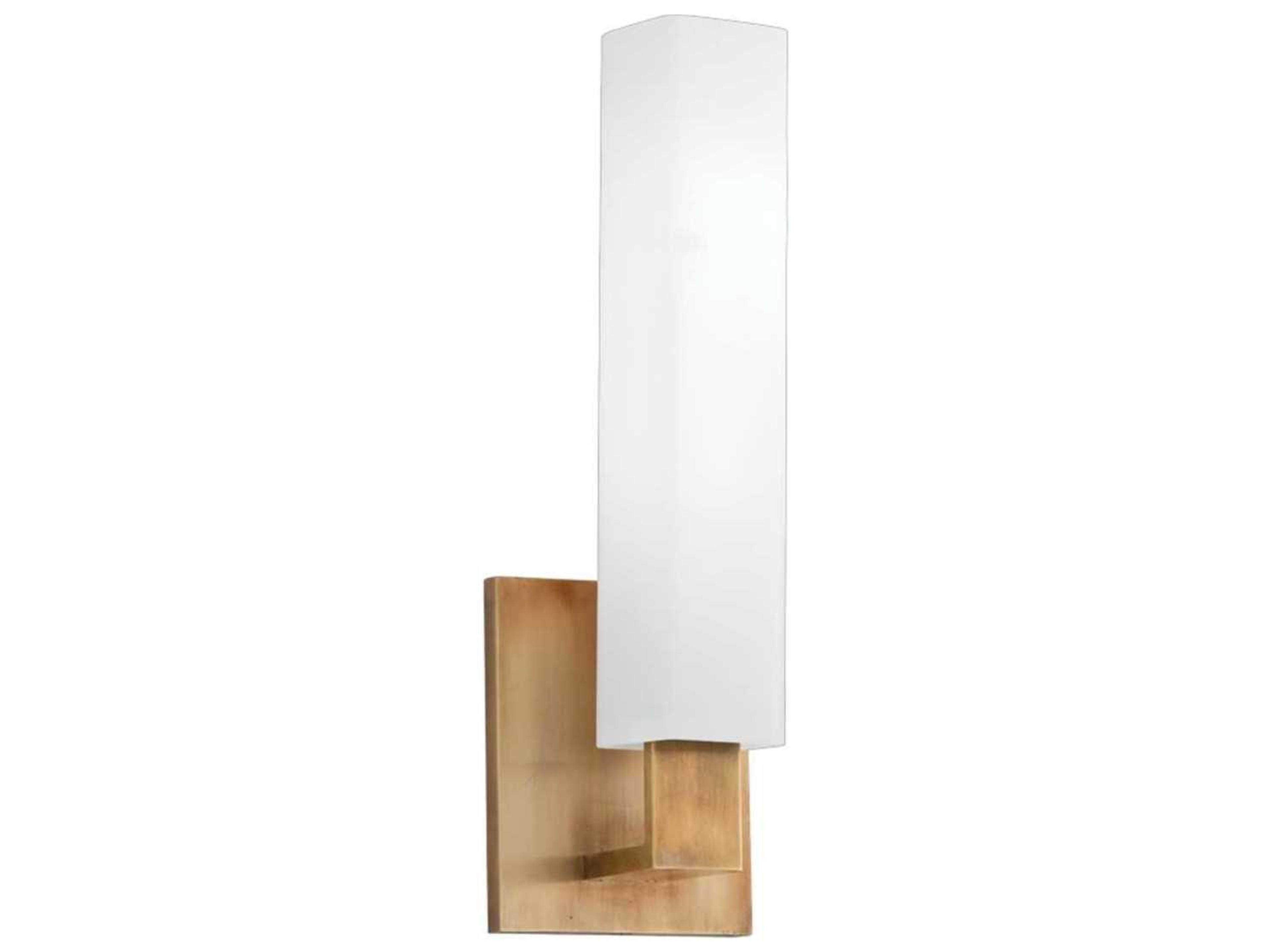 Livingston 1-Light Aged Brass Off White Glass Wall Sconce