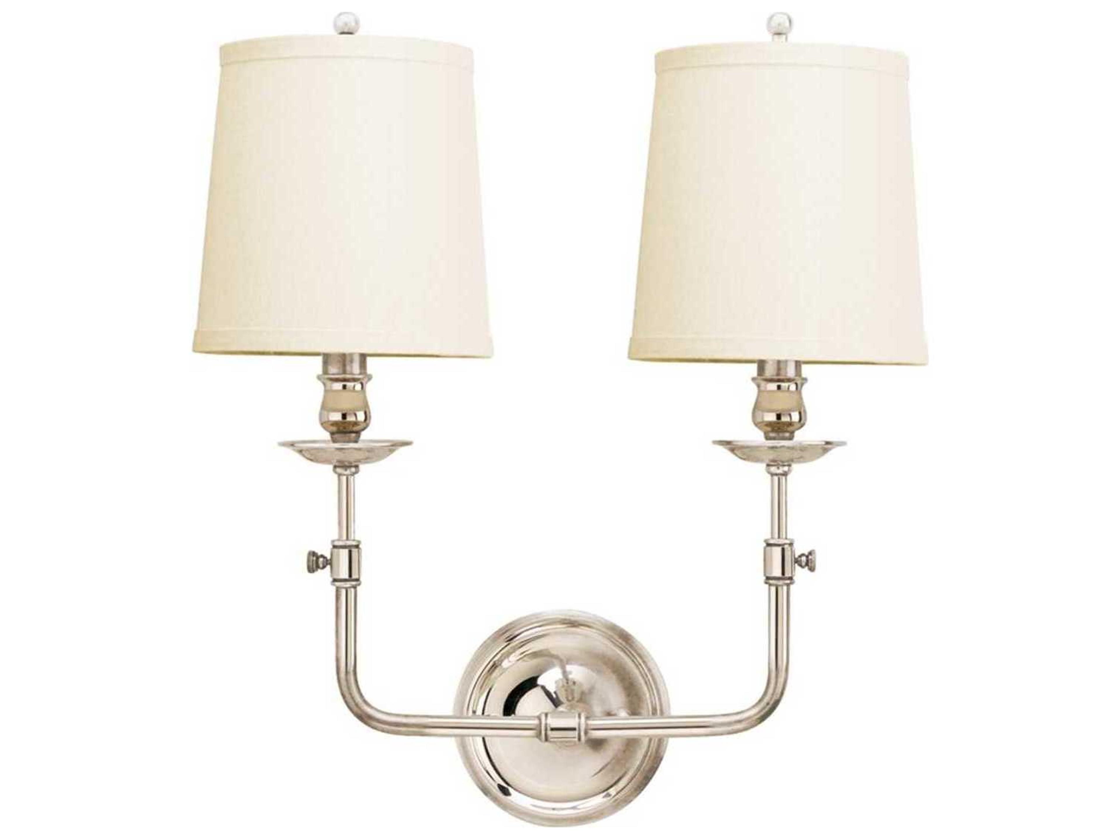 Logan 2-Light Polished Nickel Off White Wall Sconce
