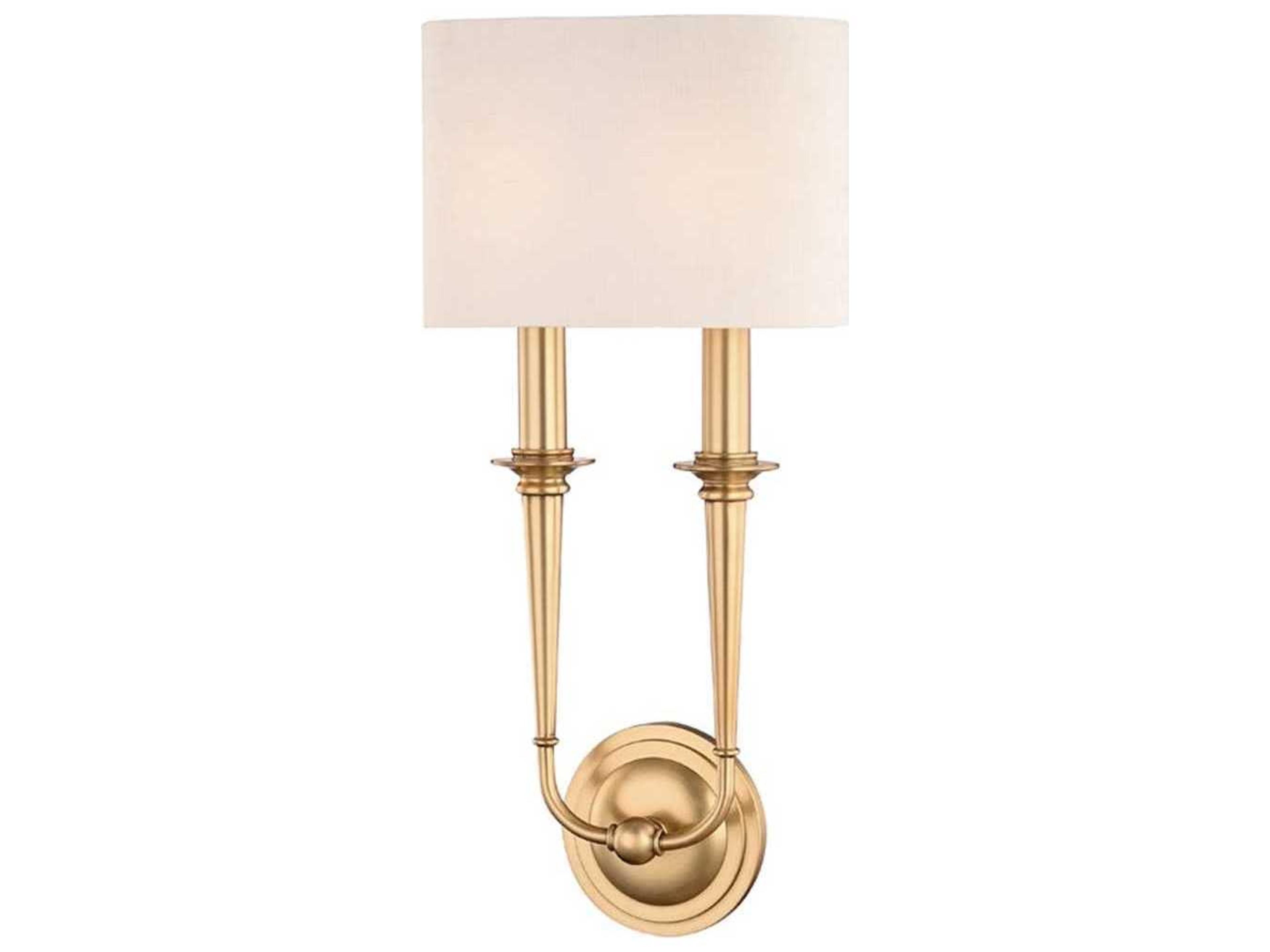 Lourdes 2-Light Aged Brass Off White Wall Sconce