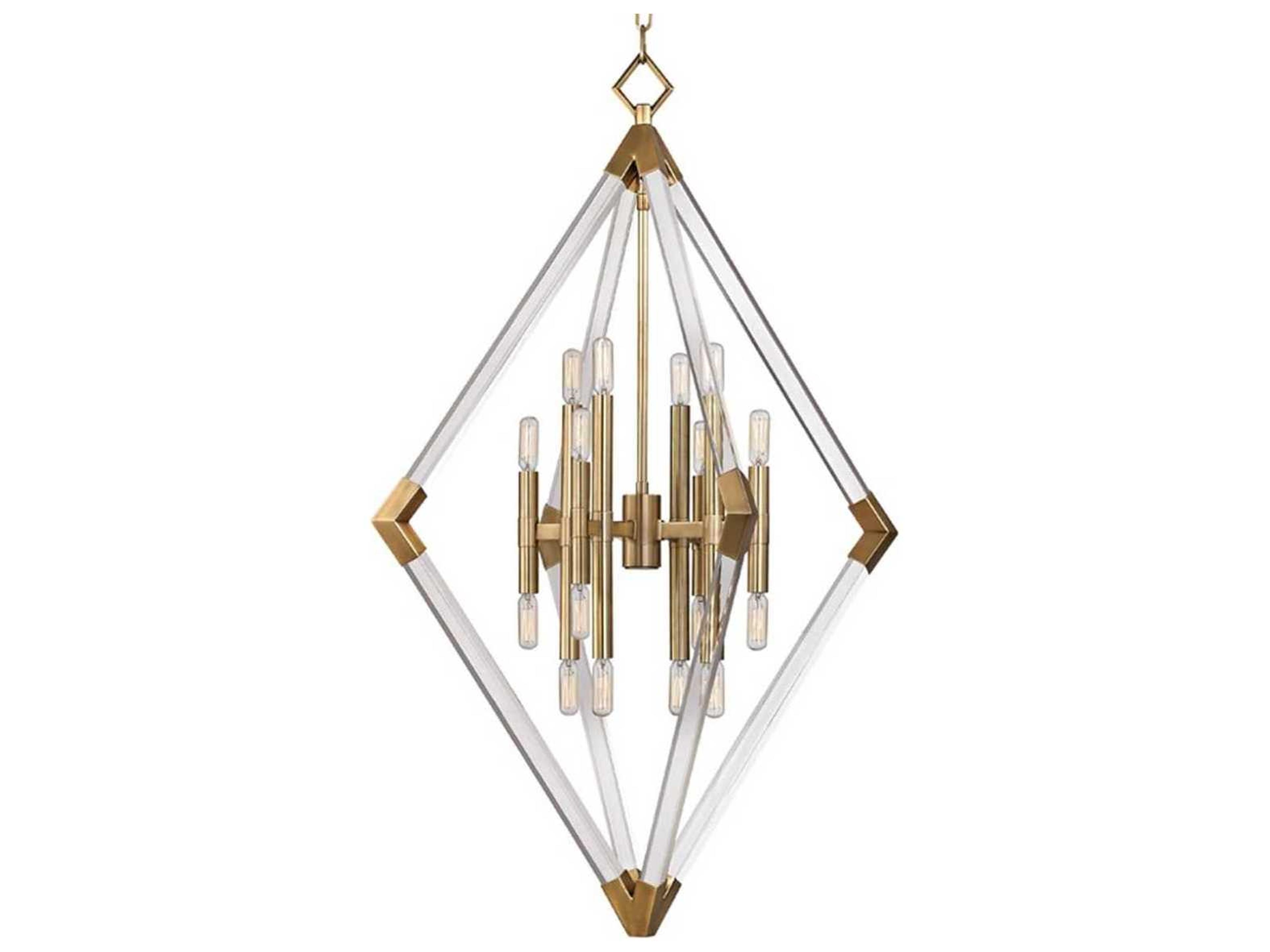 Lyons 16-Light-Light6 Aged Brass Glass Candelabra Geometric Chandelier