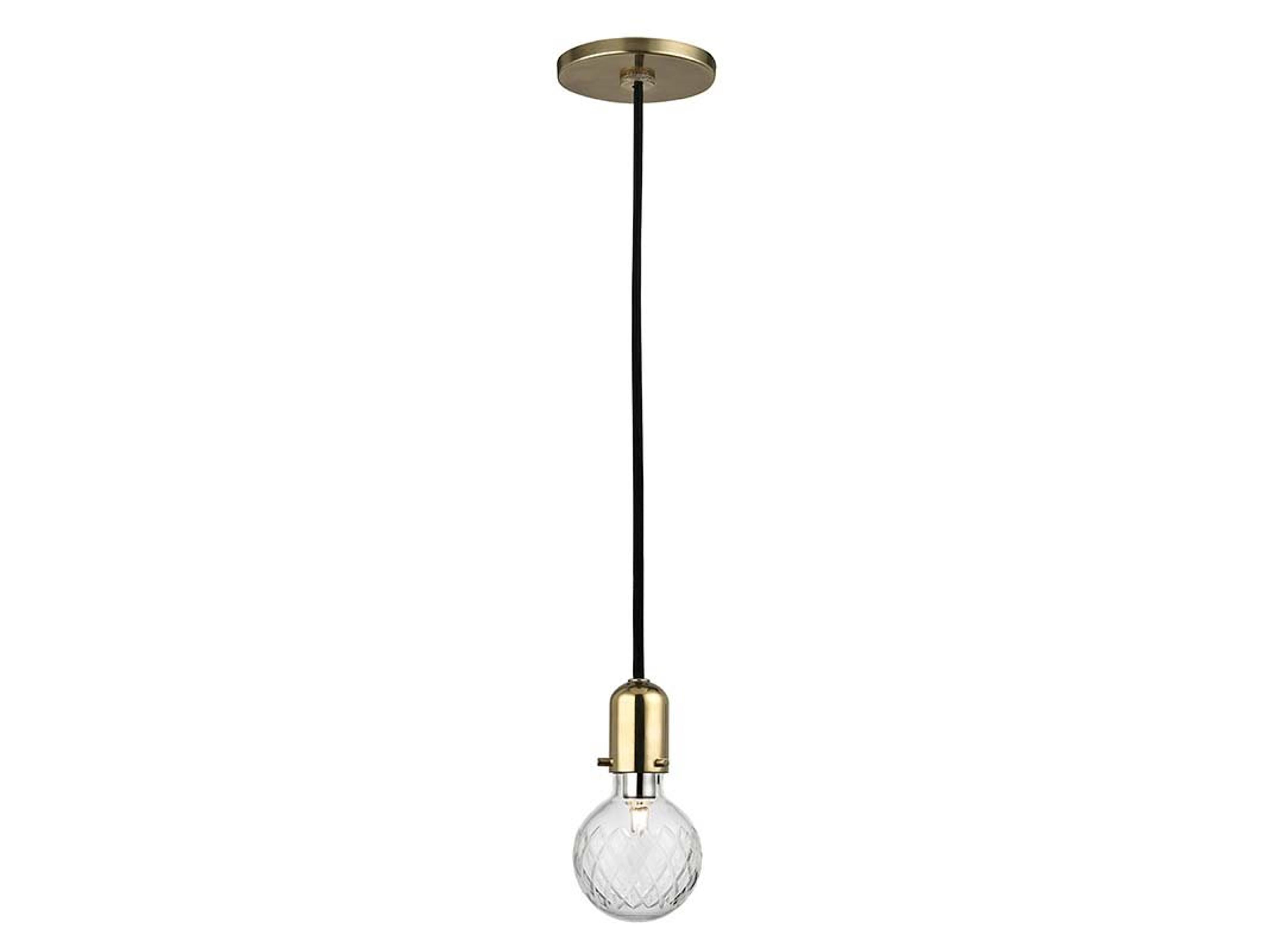 Marlow 1-Light Aged Brass Clear Glass Round Mini Pendant