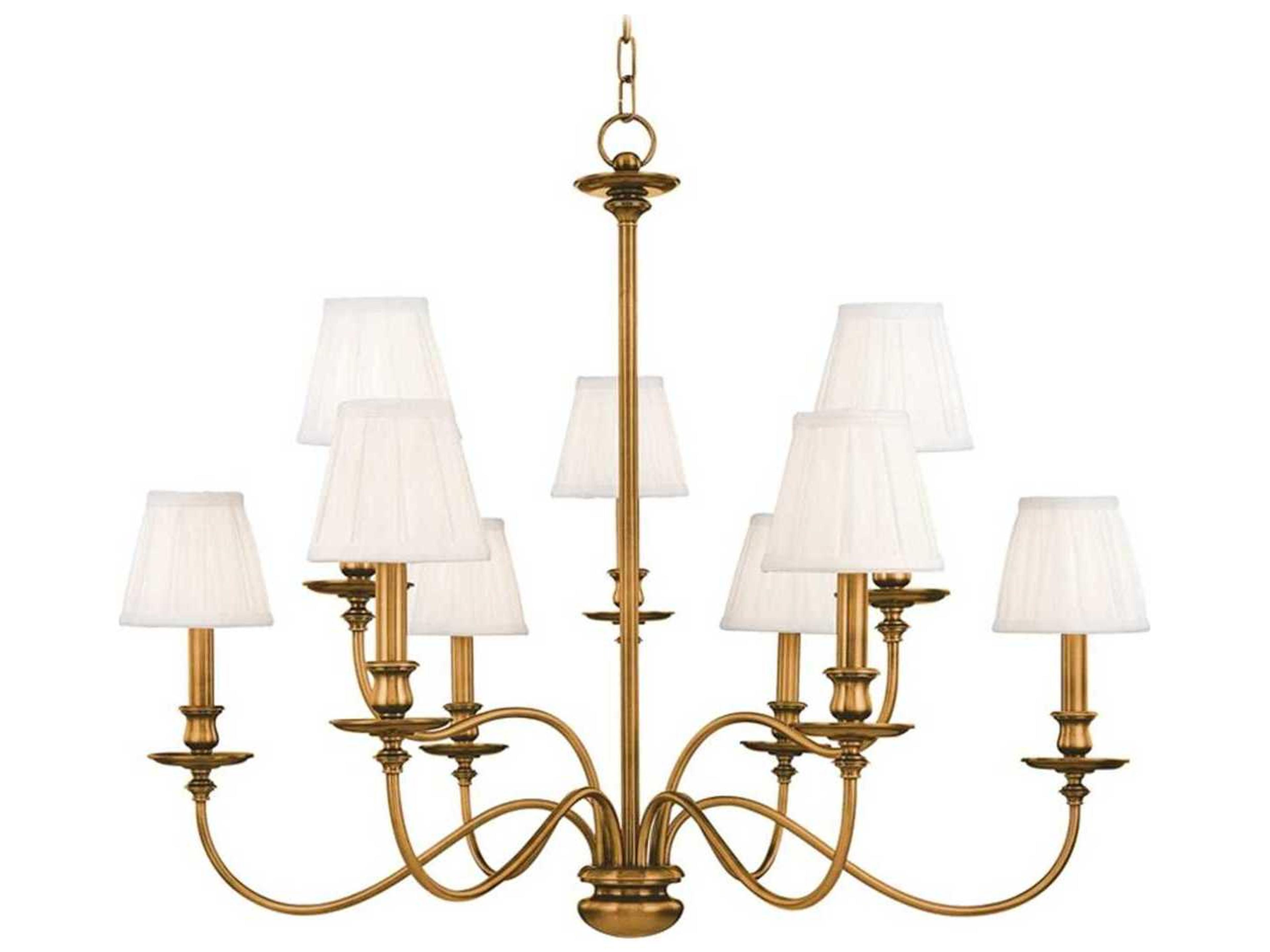Menlo Park 9-Light Aged Brass Off White Candelabra Empire Round Chandelier