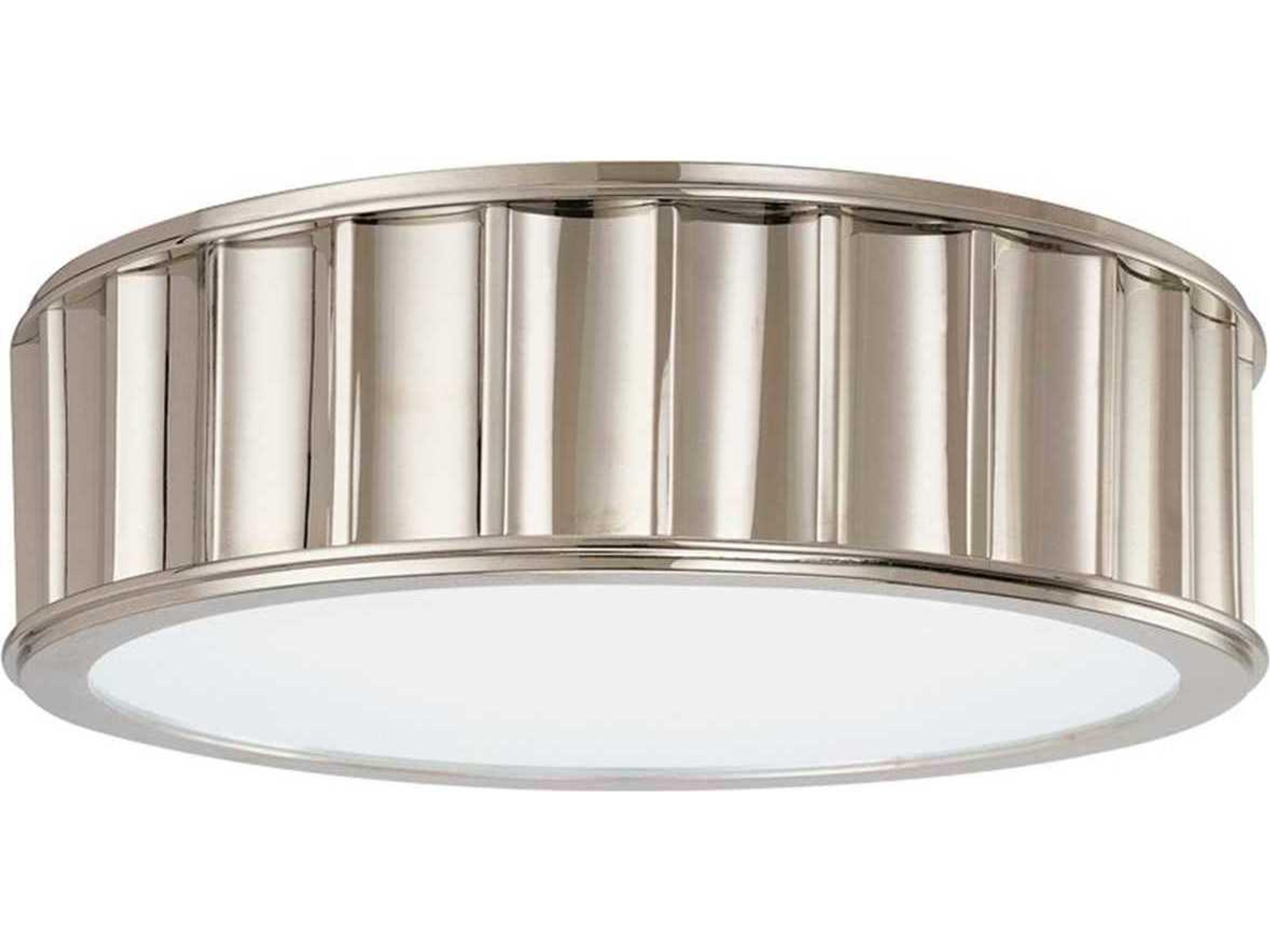 Middlebury 2-Light Polished Nickel White Glass Drum Flush Mount