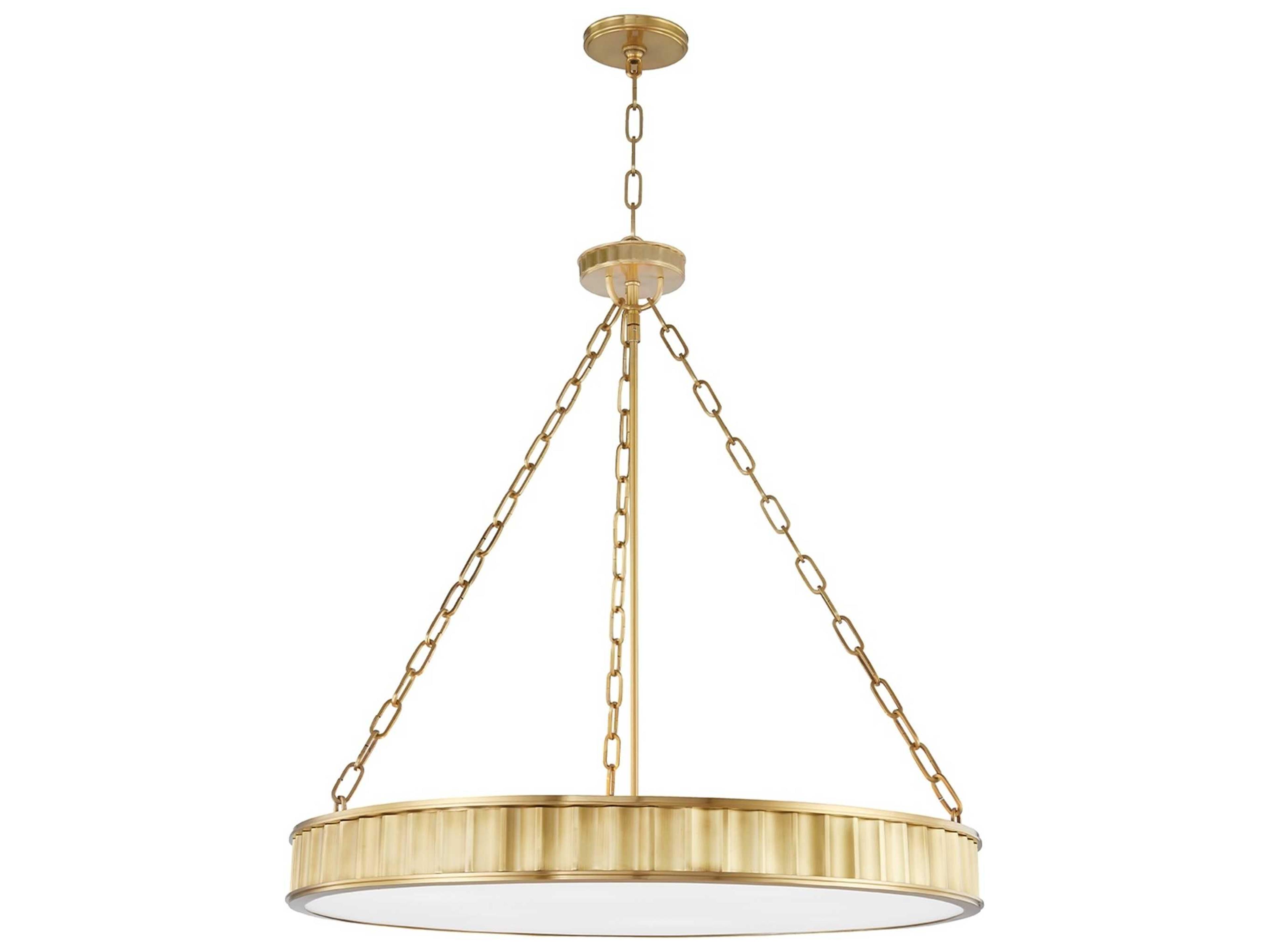 Middlebury 8-Light Aged Brass Glass Drum Pendant