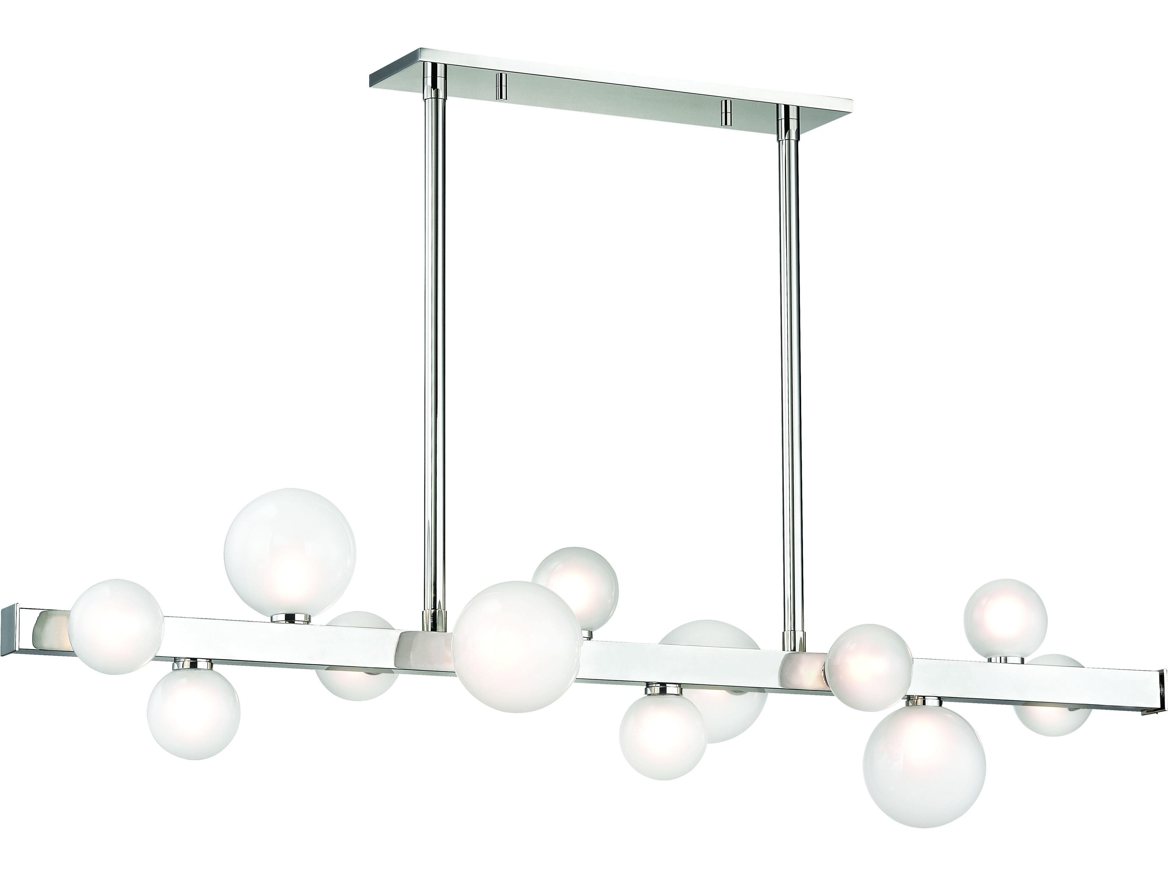 Mini Hinsdale 12-Light Polished Nickel White Glass LED Globe Island Pendant