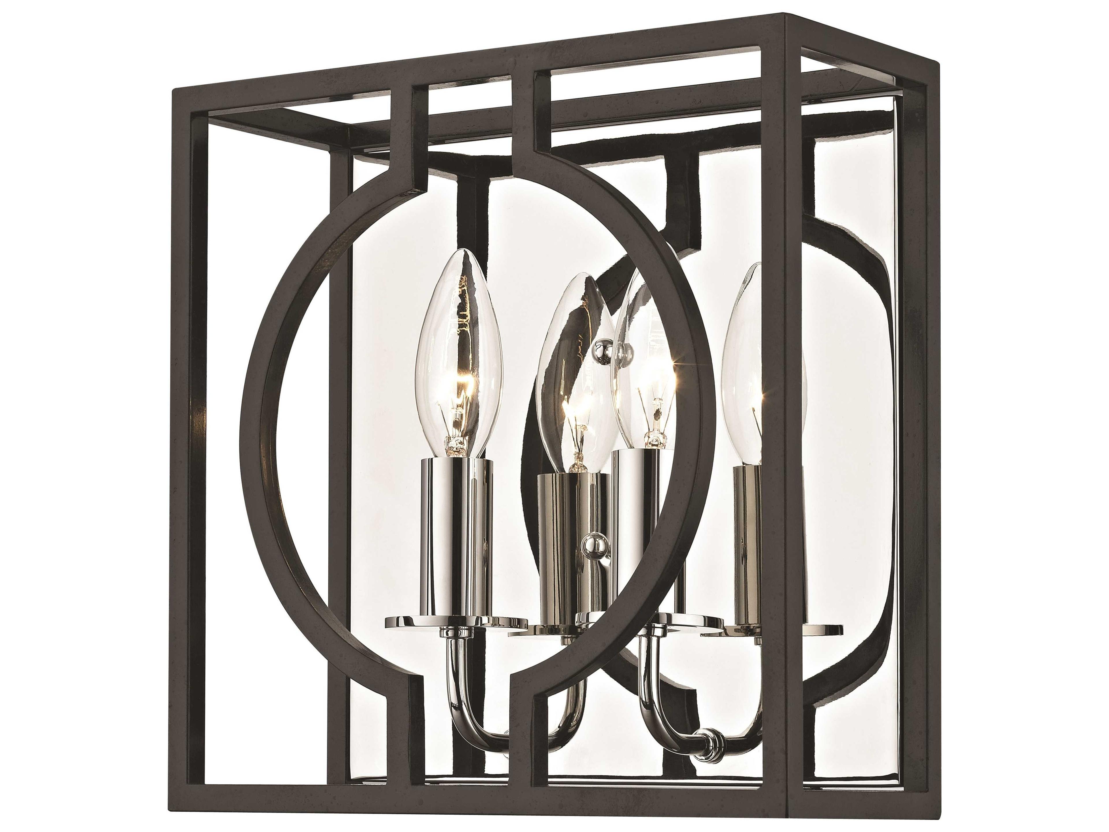 Octavio 2-Light Aged Iron Polished Nickel Combo Gray Wall Sconce