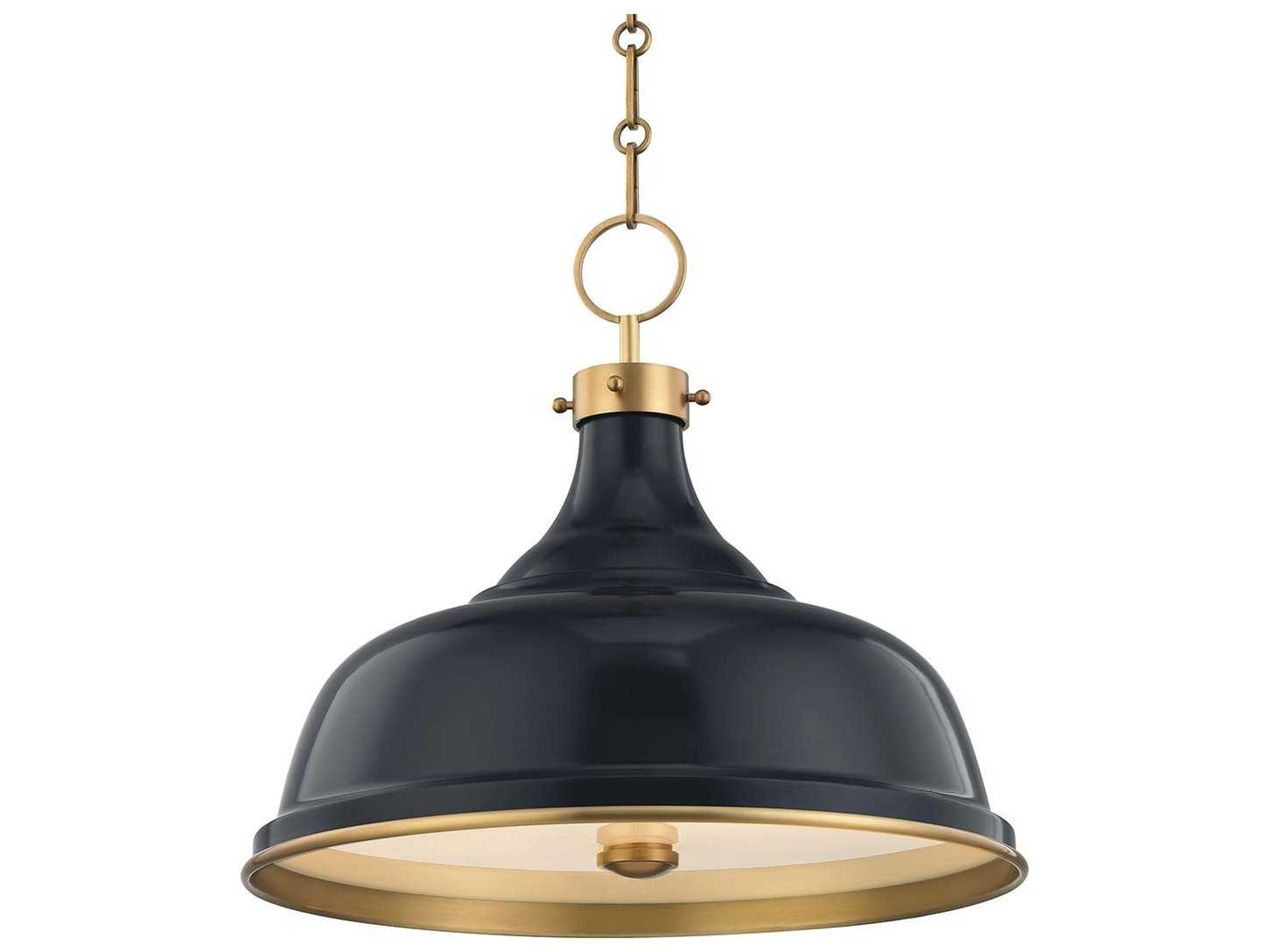 Painted No.1 Three Light Pendant Aged Brass