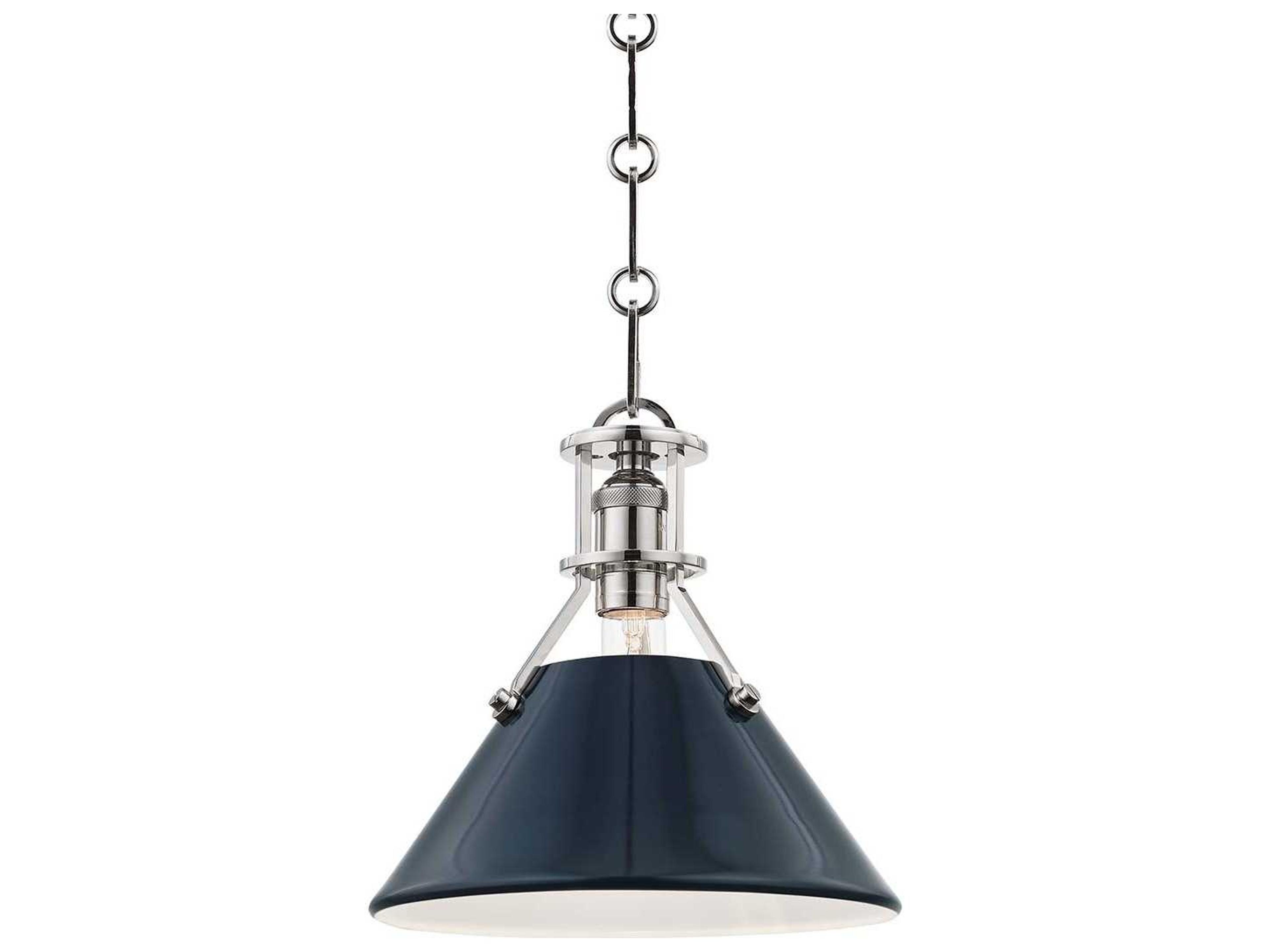 Lighting Painted No. 2 Mini Pendant Light in Polished Nickel and Darkest Blue