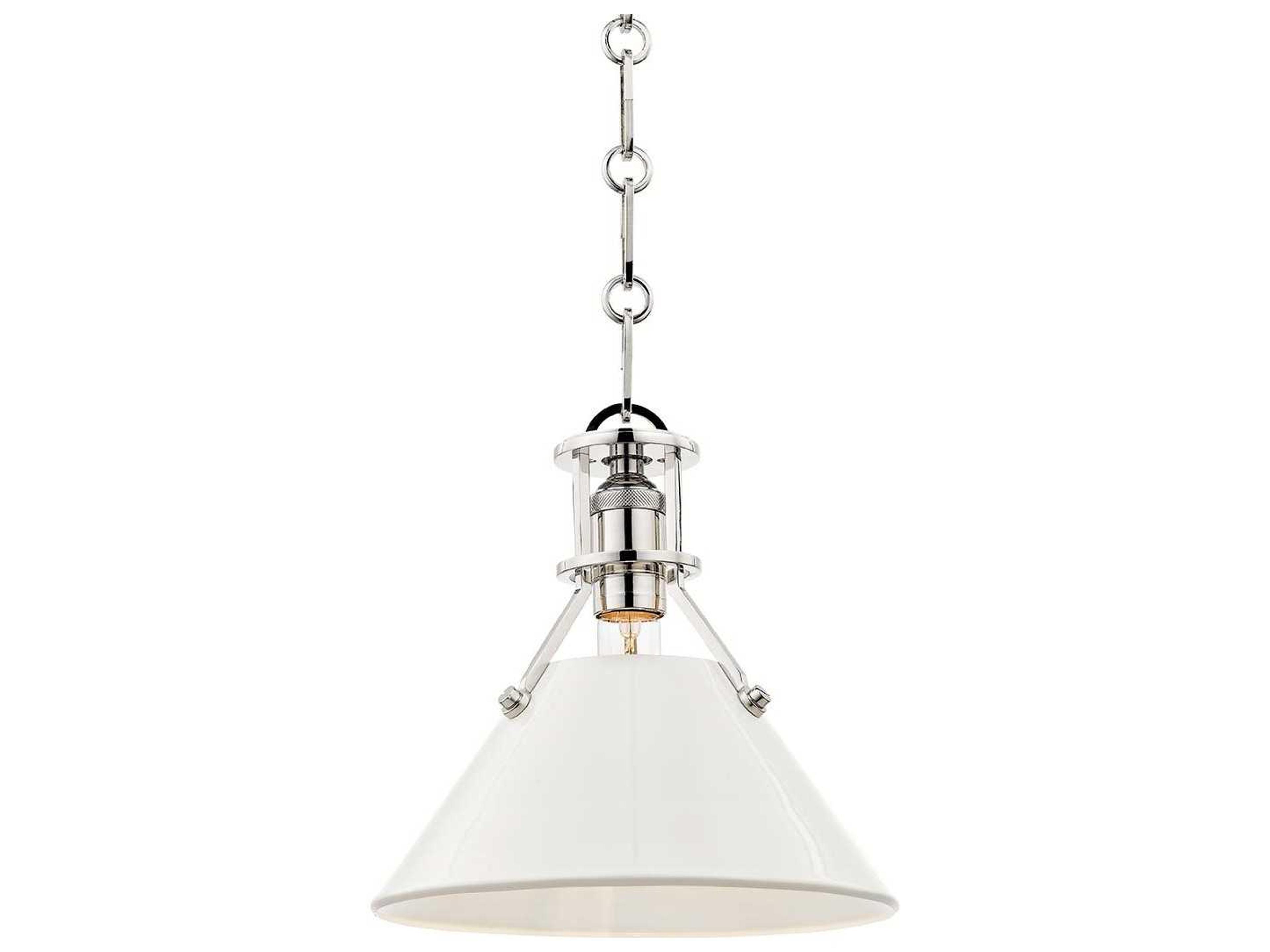 Painted No. 2 One Light Pendant Polished Nickel