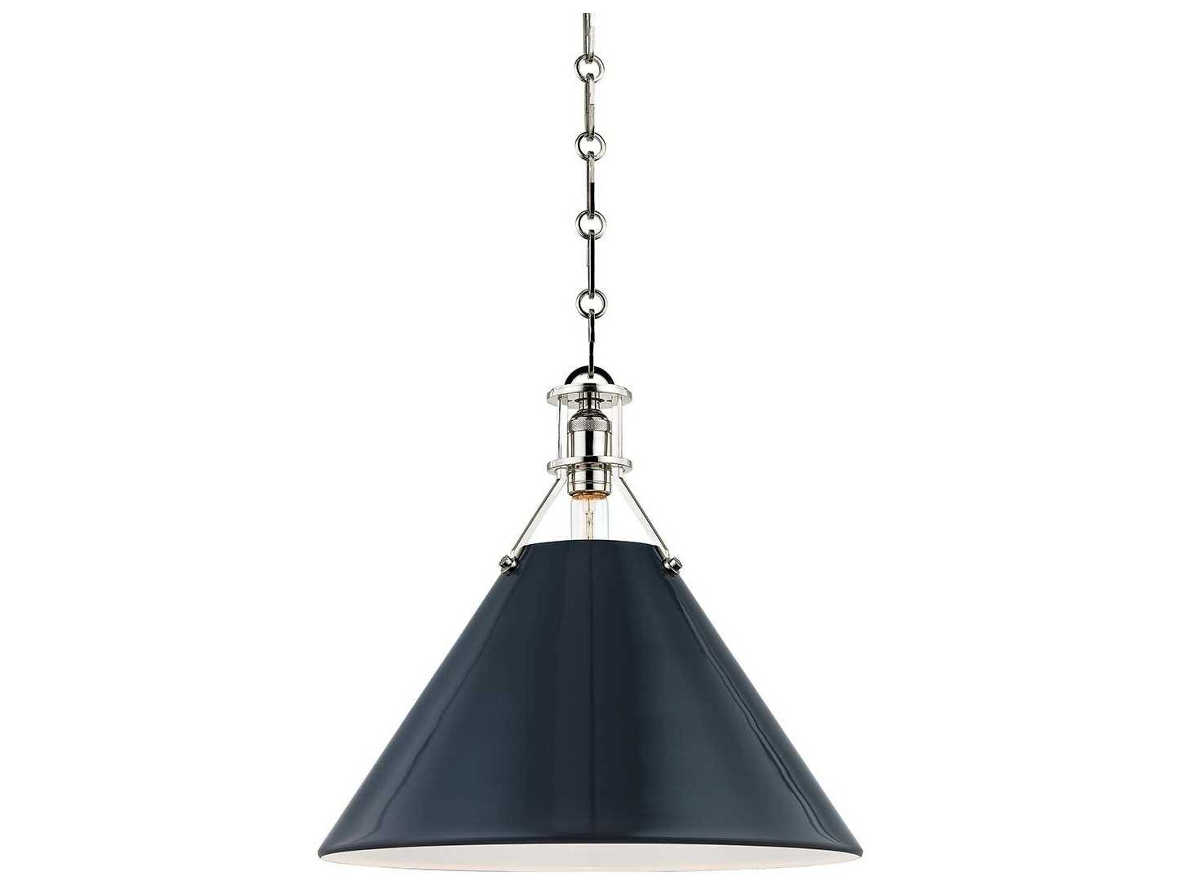 Lighting Painted No. 2 Large Pendant Light in Polished Nickel and Darkest Blue