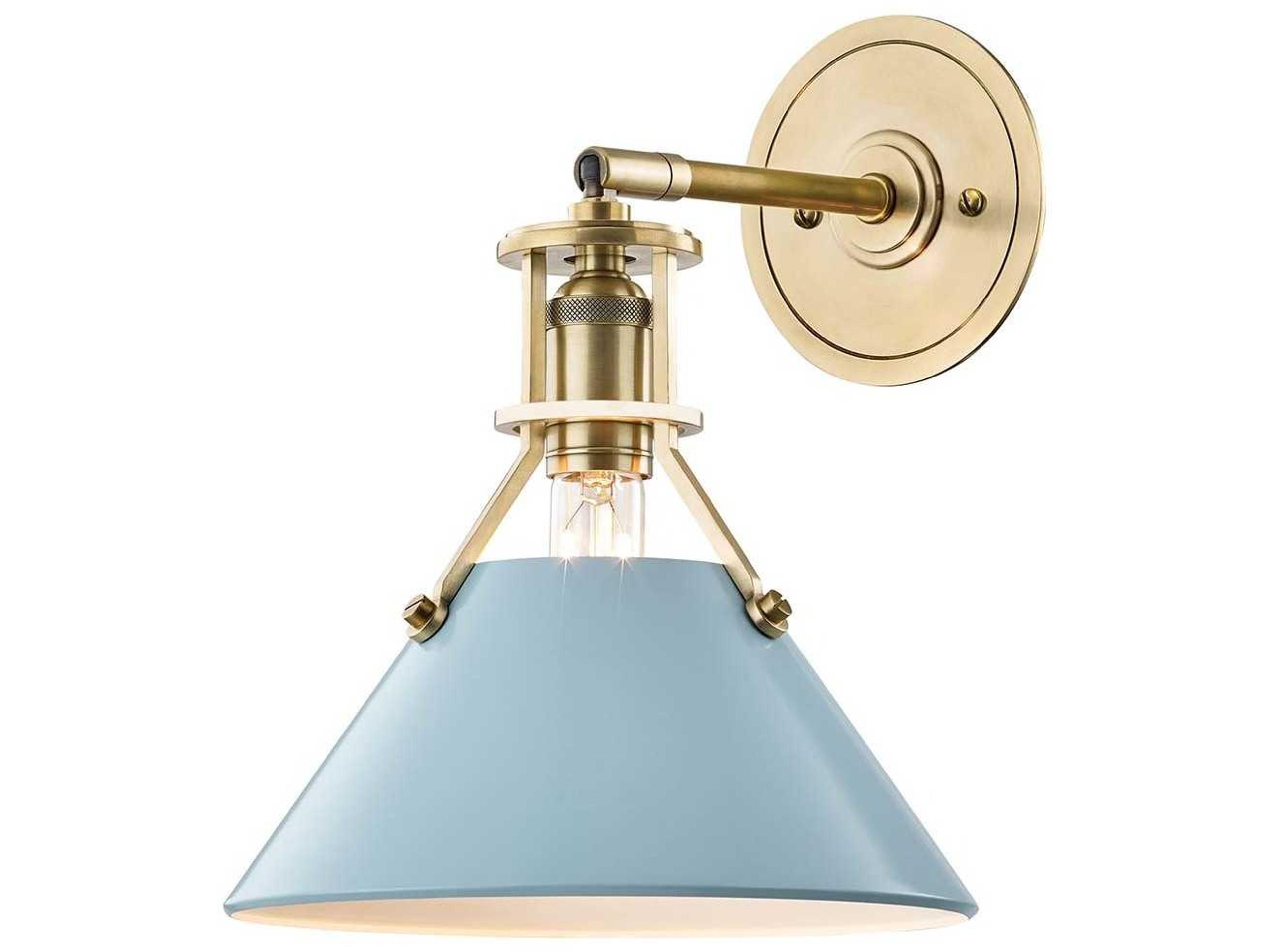 Lighting Painted No. 2 Wall Sconce in Aged Brass and Blue Bird
