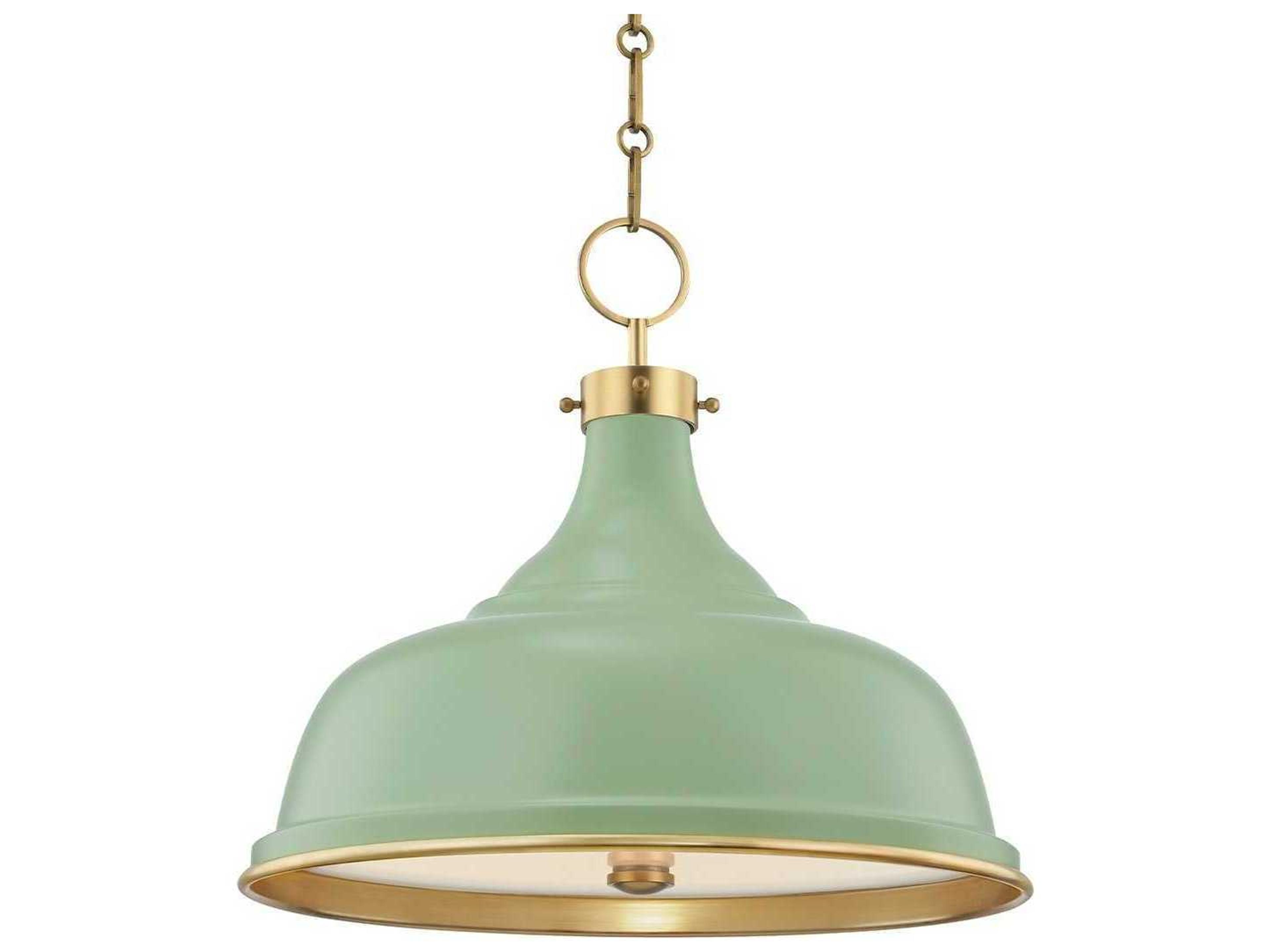Lighting Painted No.1 Pendant Light in Aged Brass and Leaf Green
