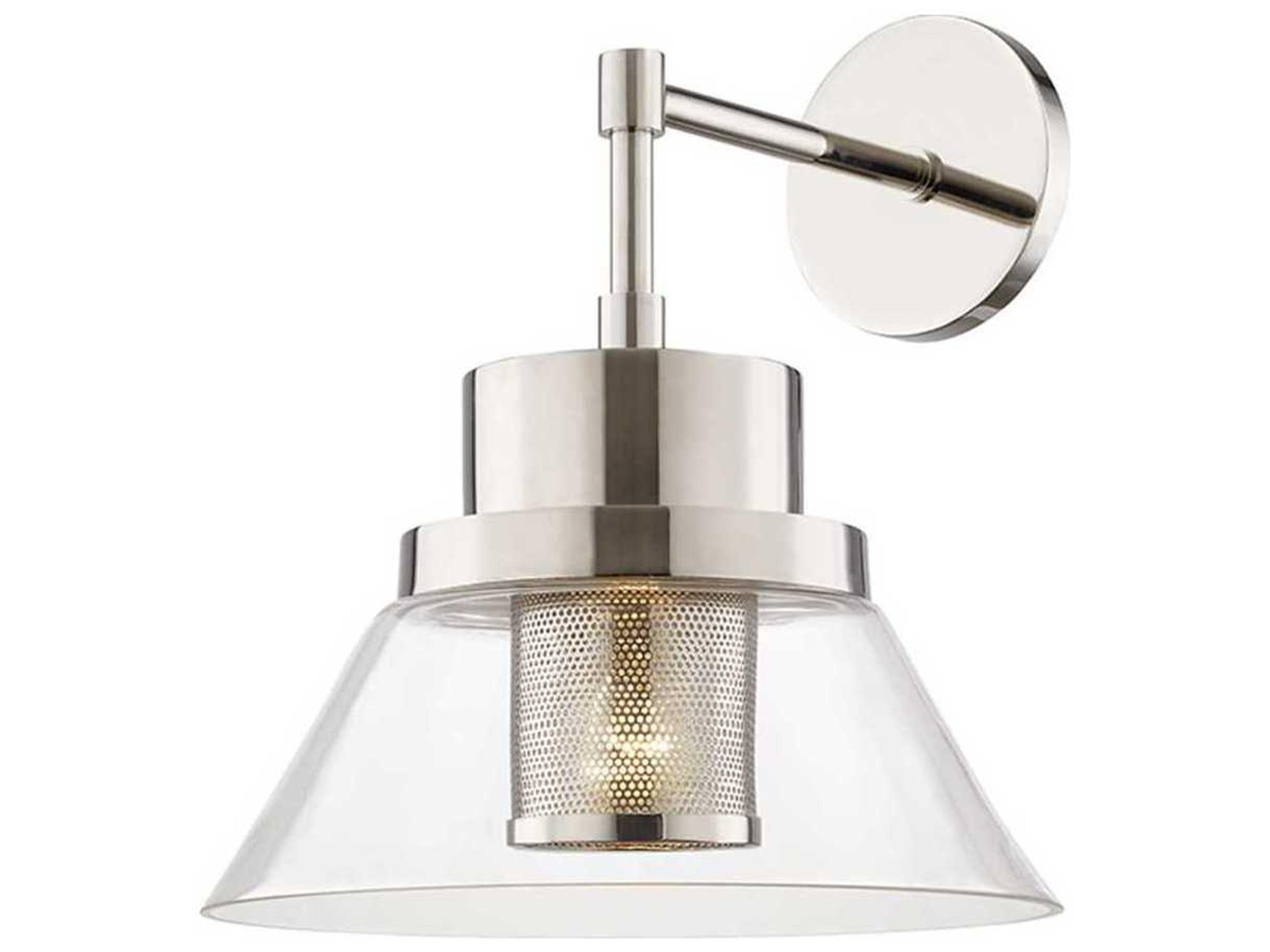 Paoli 1-Light Polished Nickel Clear Glass Wall Sconce