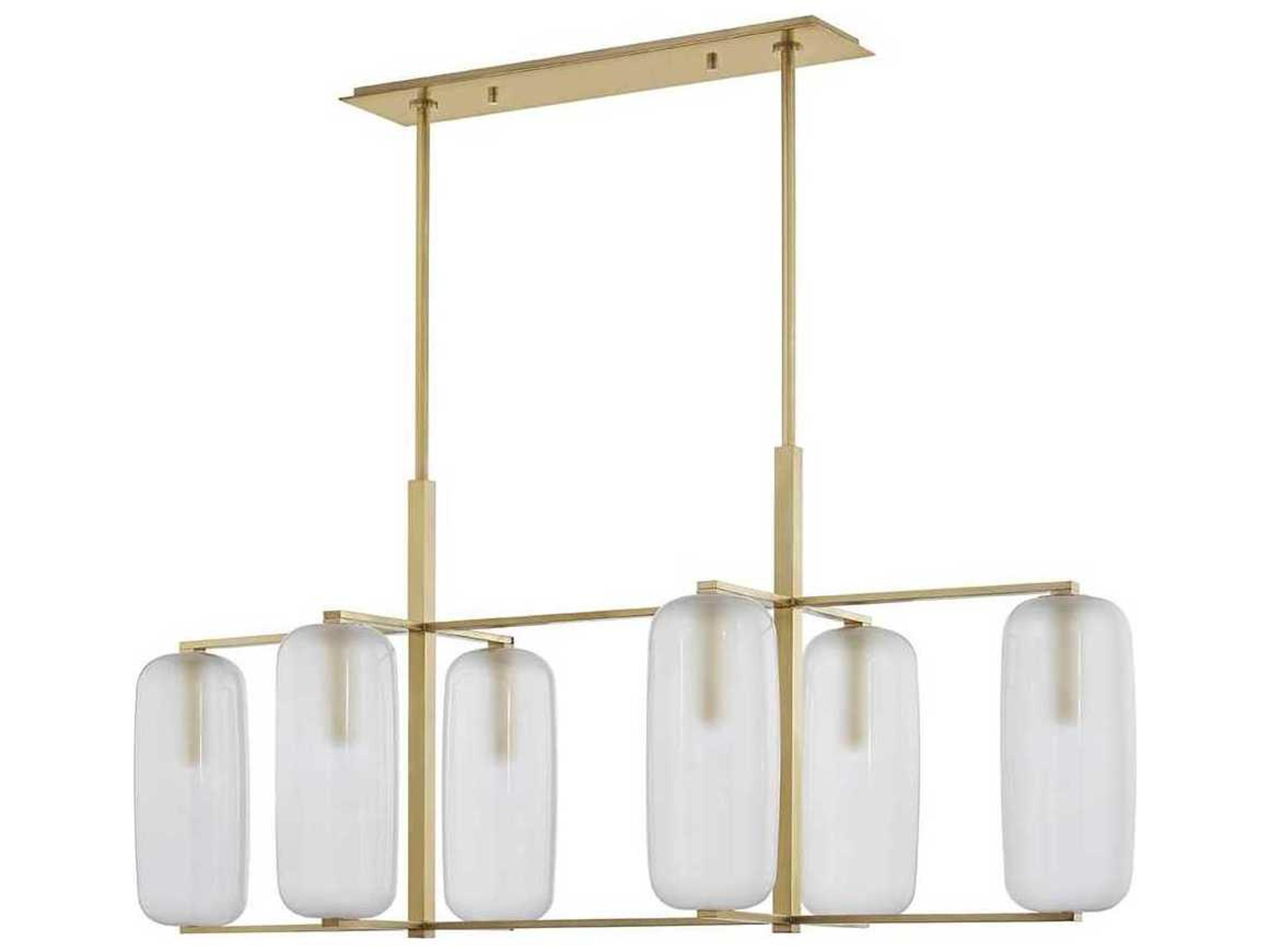 Pebble 6-Light Aged Brass Glass Island Pendant