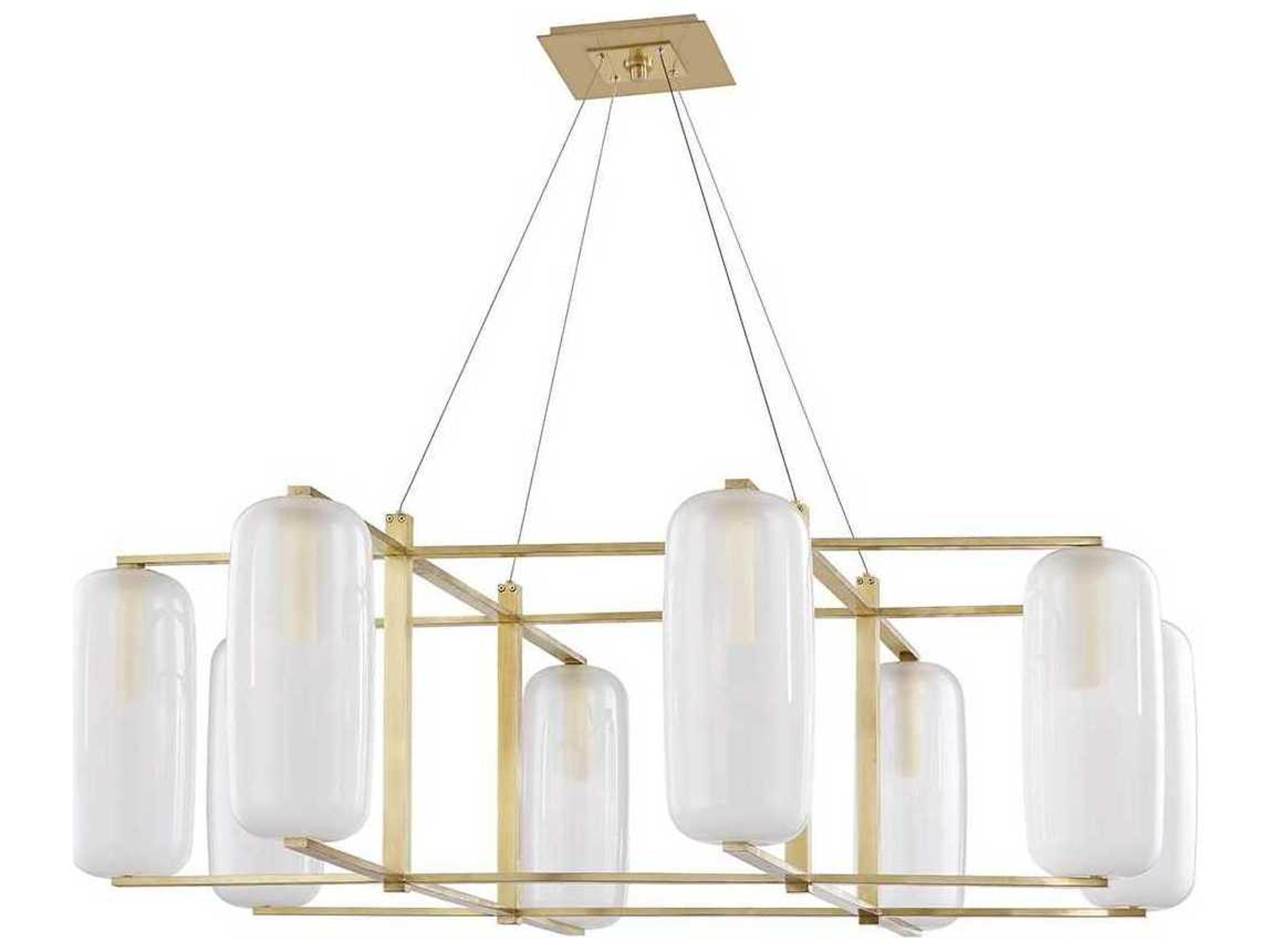 Pebble 8-Light Aged Brass Glass Pendant