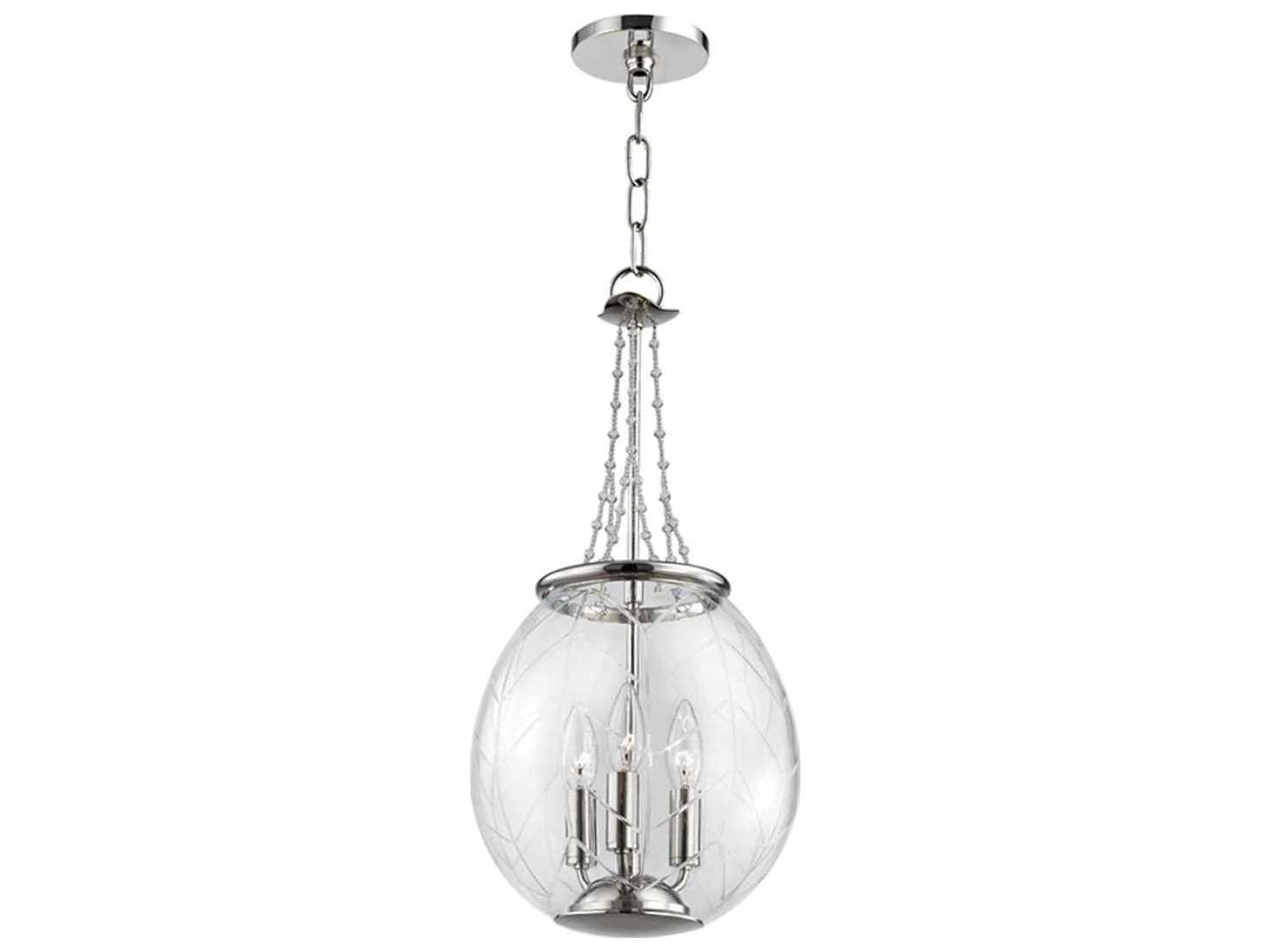 Pierce 3-Light Polished Nickel Clear Crystal Glass Candelabra Round Chandelier