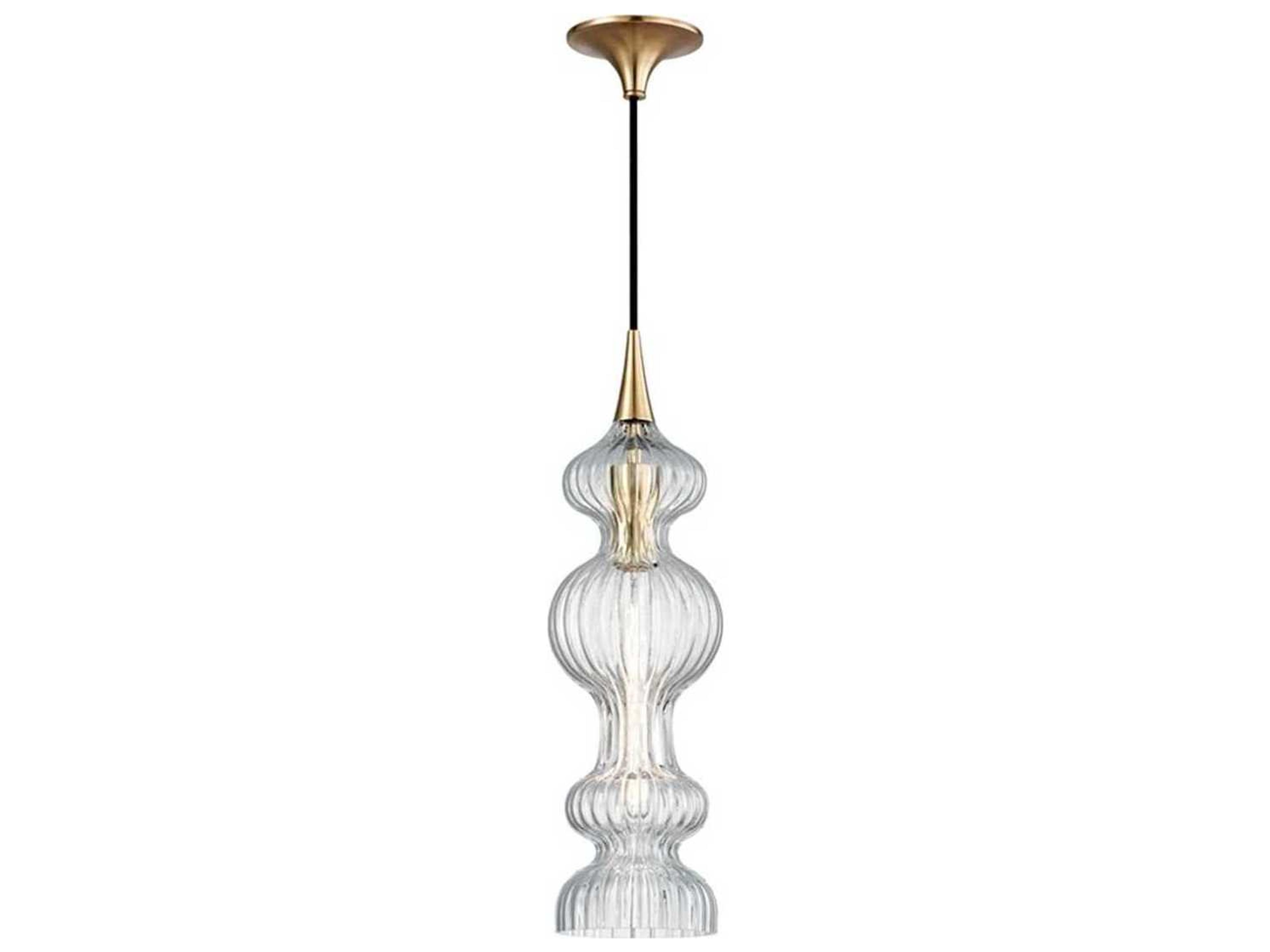 Pomfret 1-Light Aged Brass Clear Glass Mini Pendant