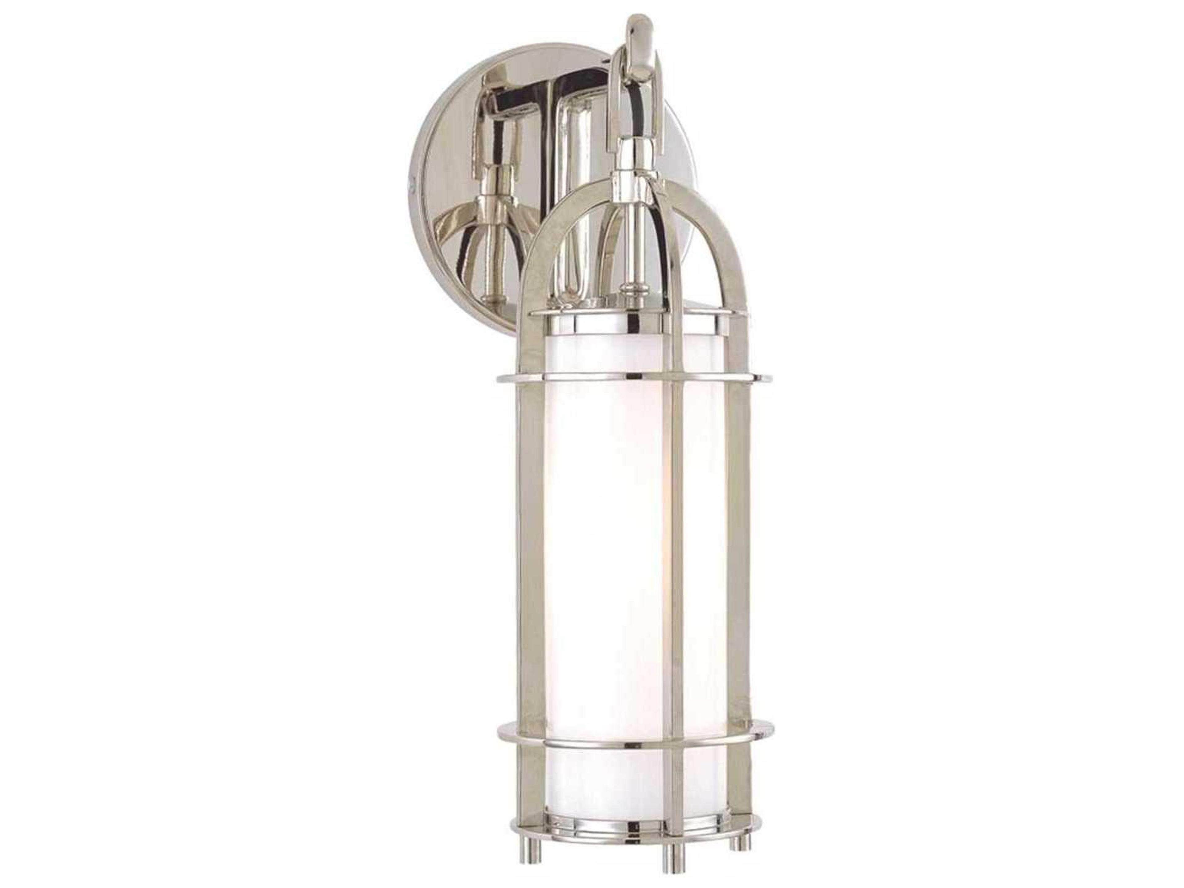 Portland 1-Light Historic Nickel Off White Glass Wall Sconce