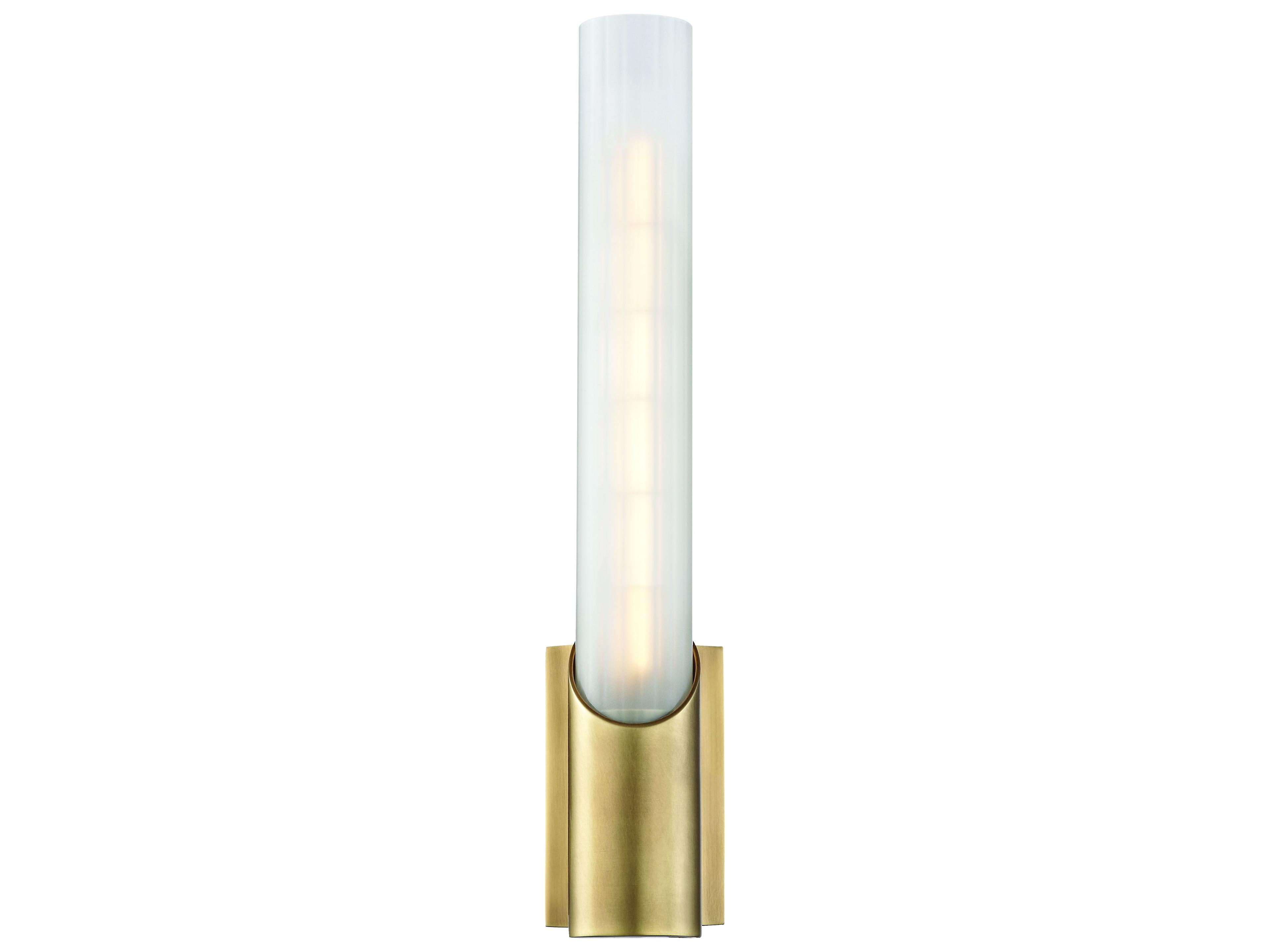 Pylon 1-Light Aged Brass White Glass LED Wall Sconce
