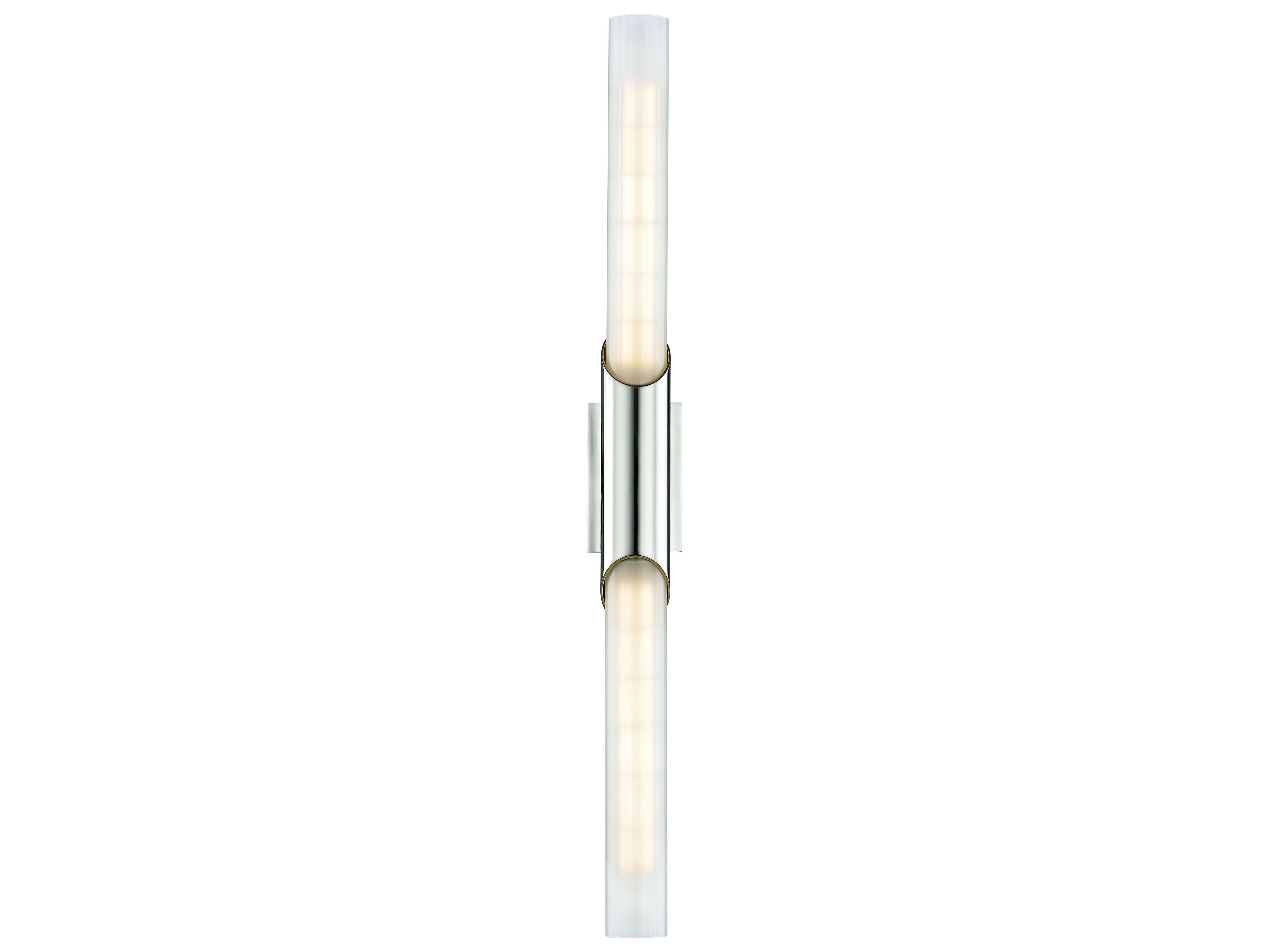 Pylon 2-Light Polished Nickel White Glass LED Wall Sconce