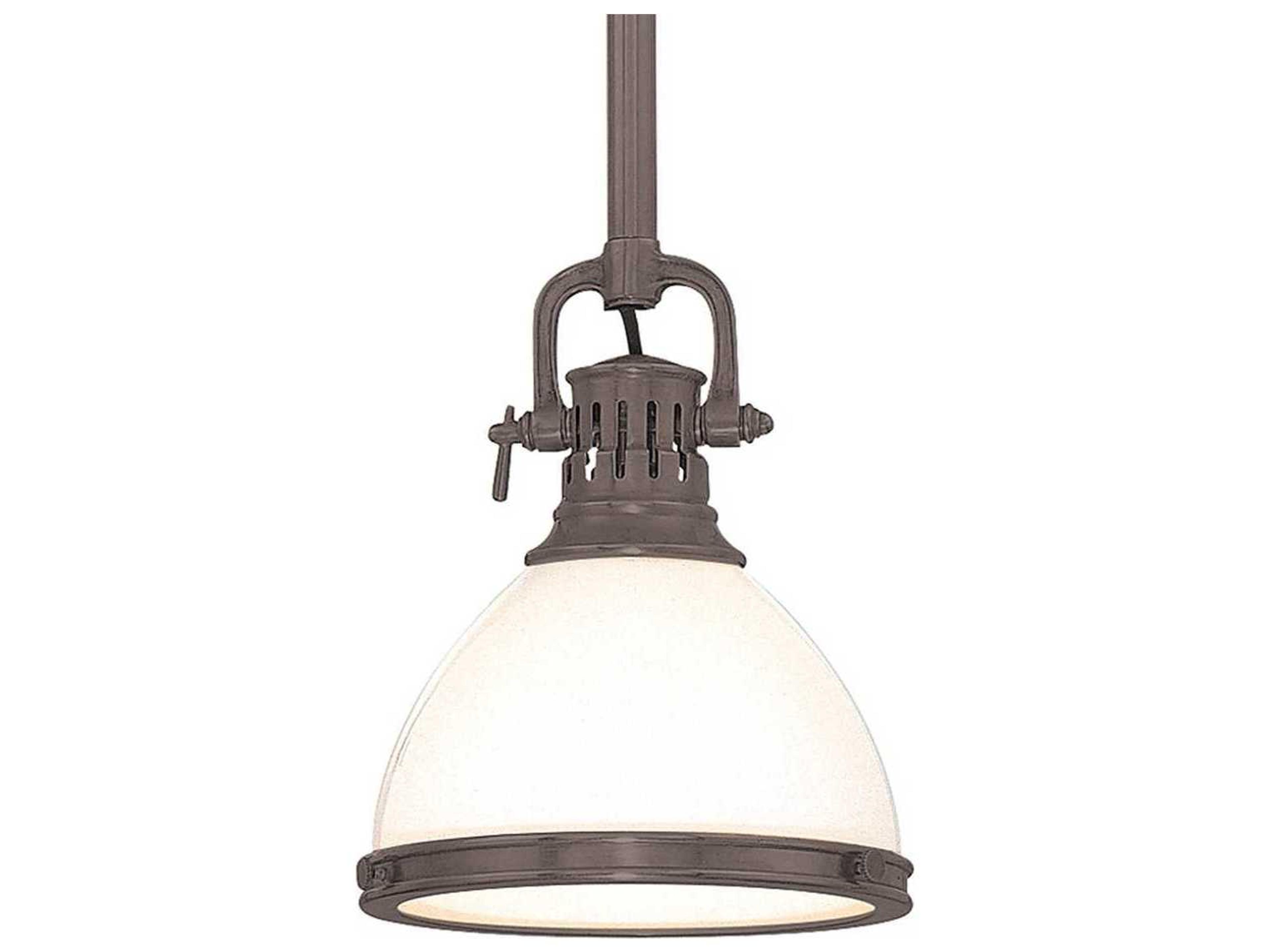 Randolph 1-Light Historic Bronze Off White Glass Bell Mini Pendant