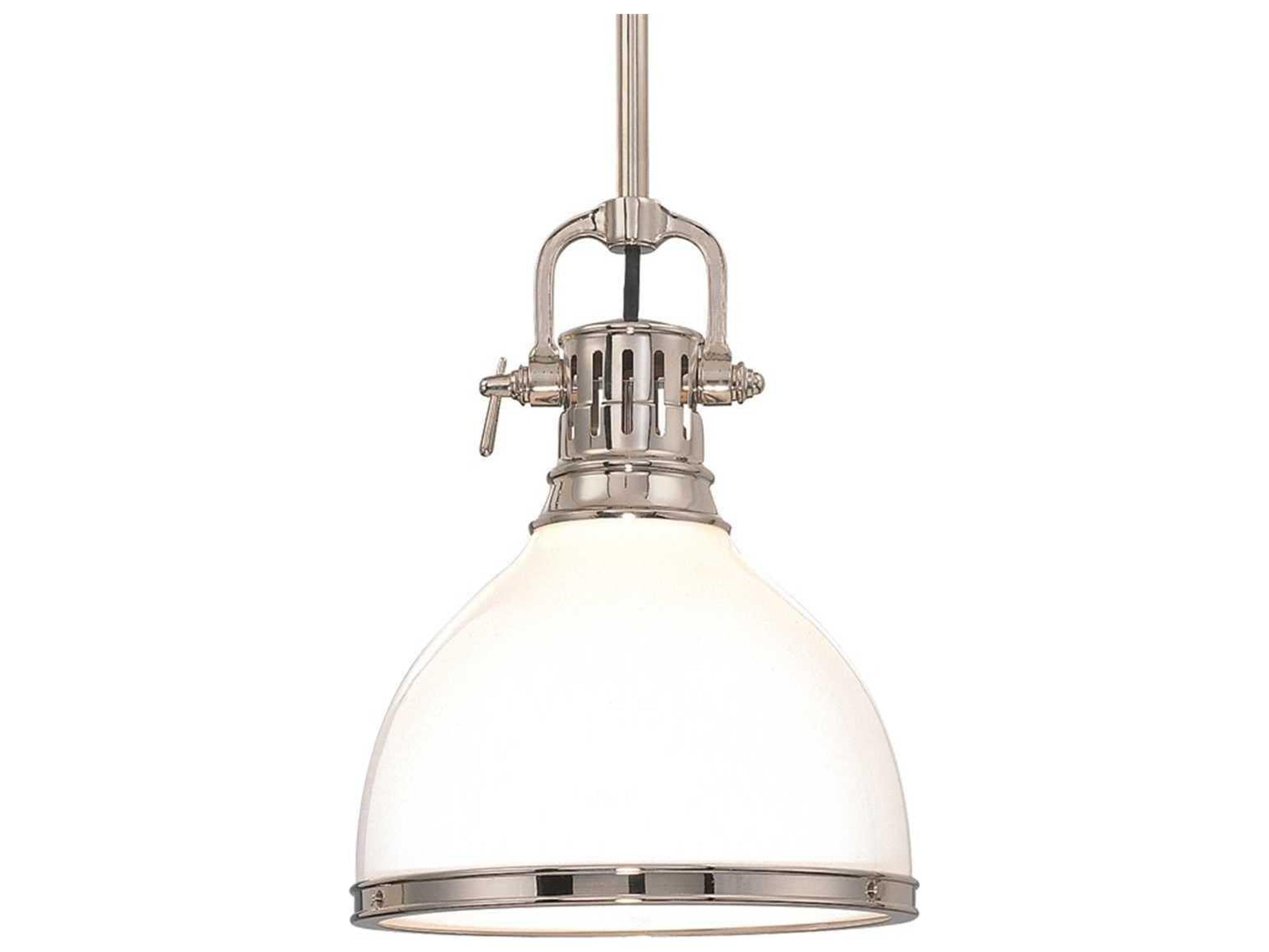 Randolph 1-Light Polished Nickel Off White Glass Bell Mini Pendant