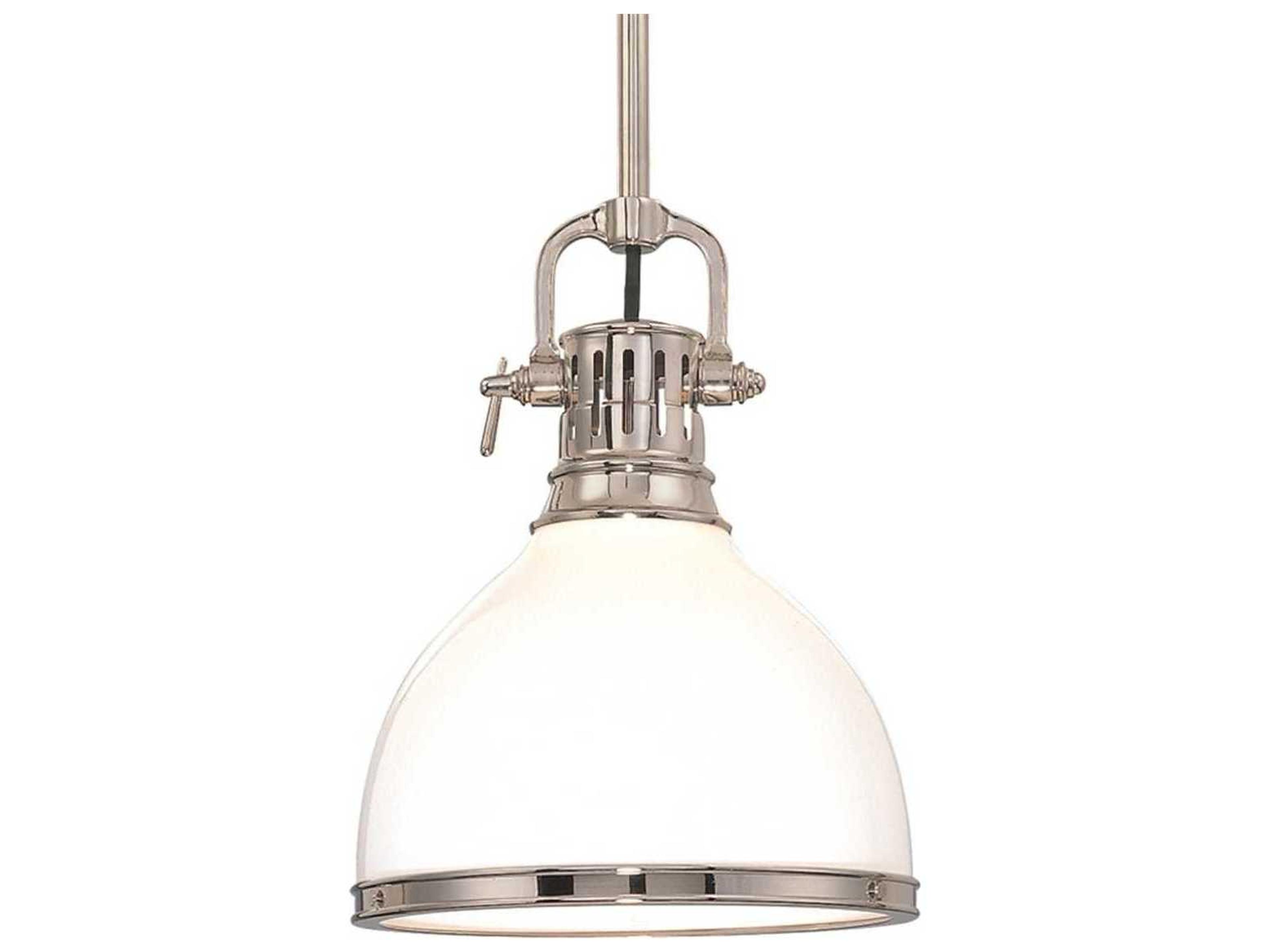 Randolph 1-Light Polished Nickel Off White Glass Bell Mini Pendant