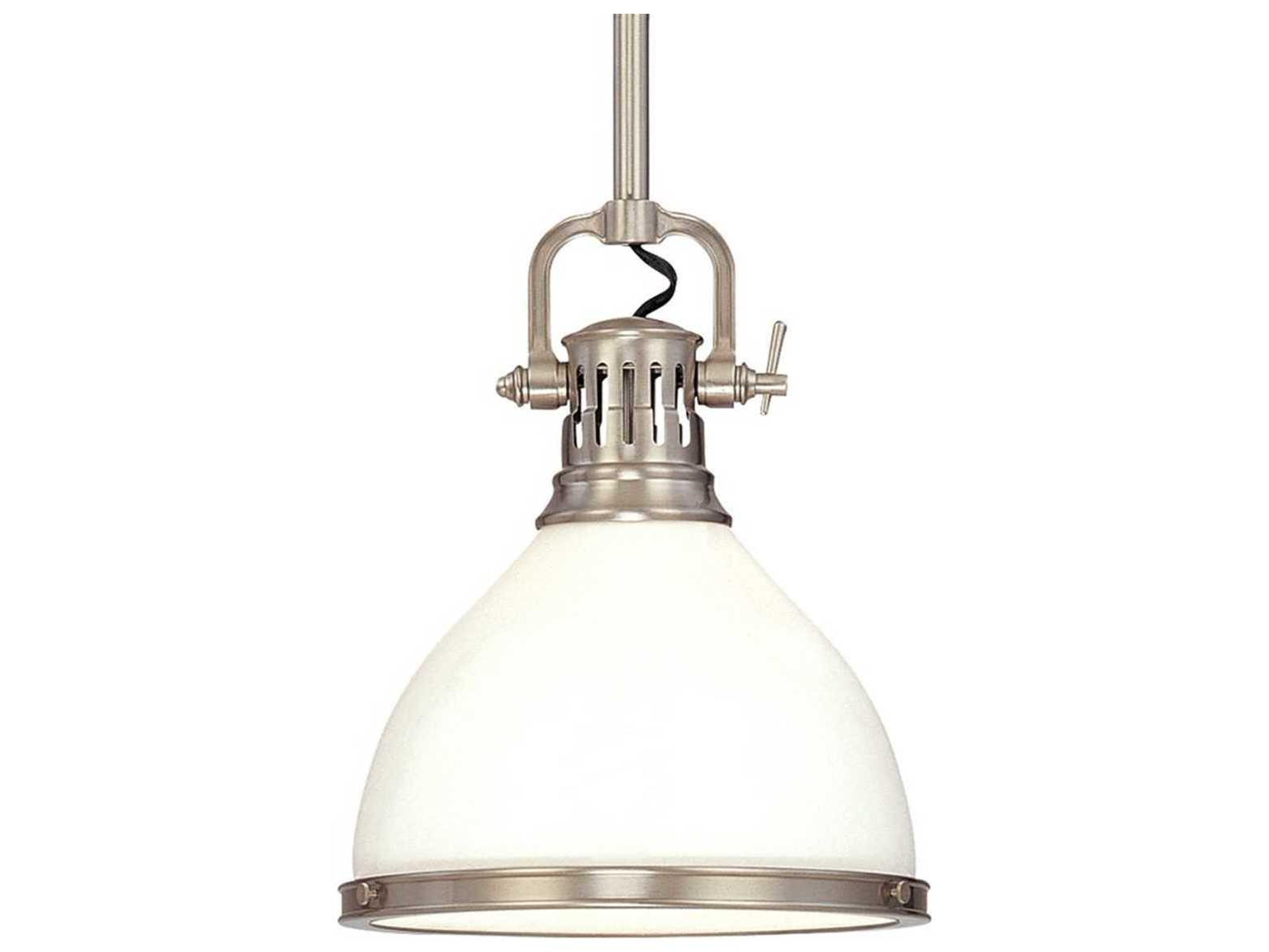 Randolph 1-Light Satin Nickel Off White Glass Bell Mini Pendant