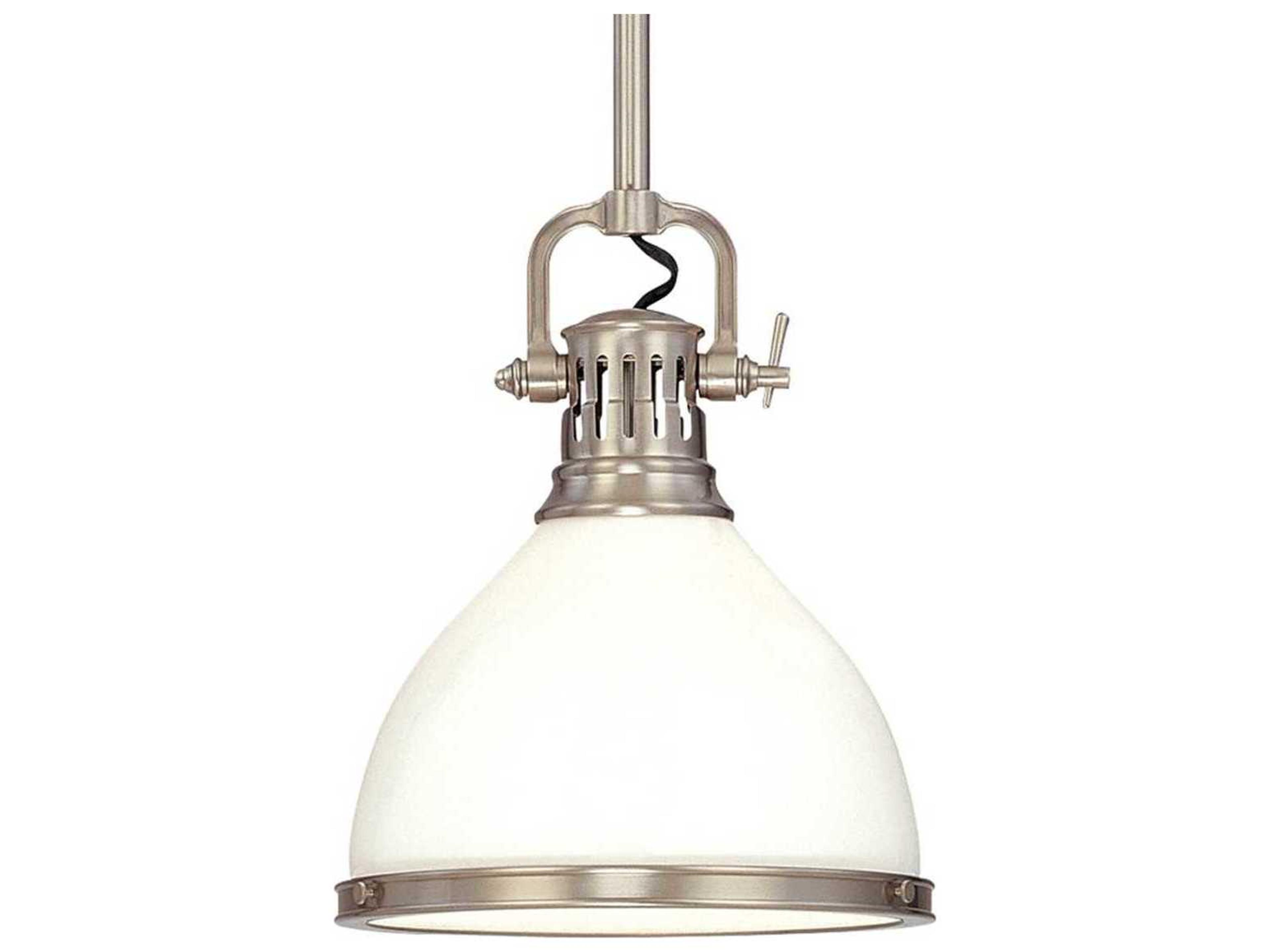 Randolph 1-Light Satin Nickel Off White Glass Bell Pendant