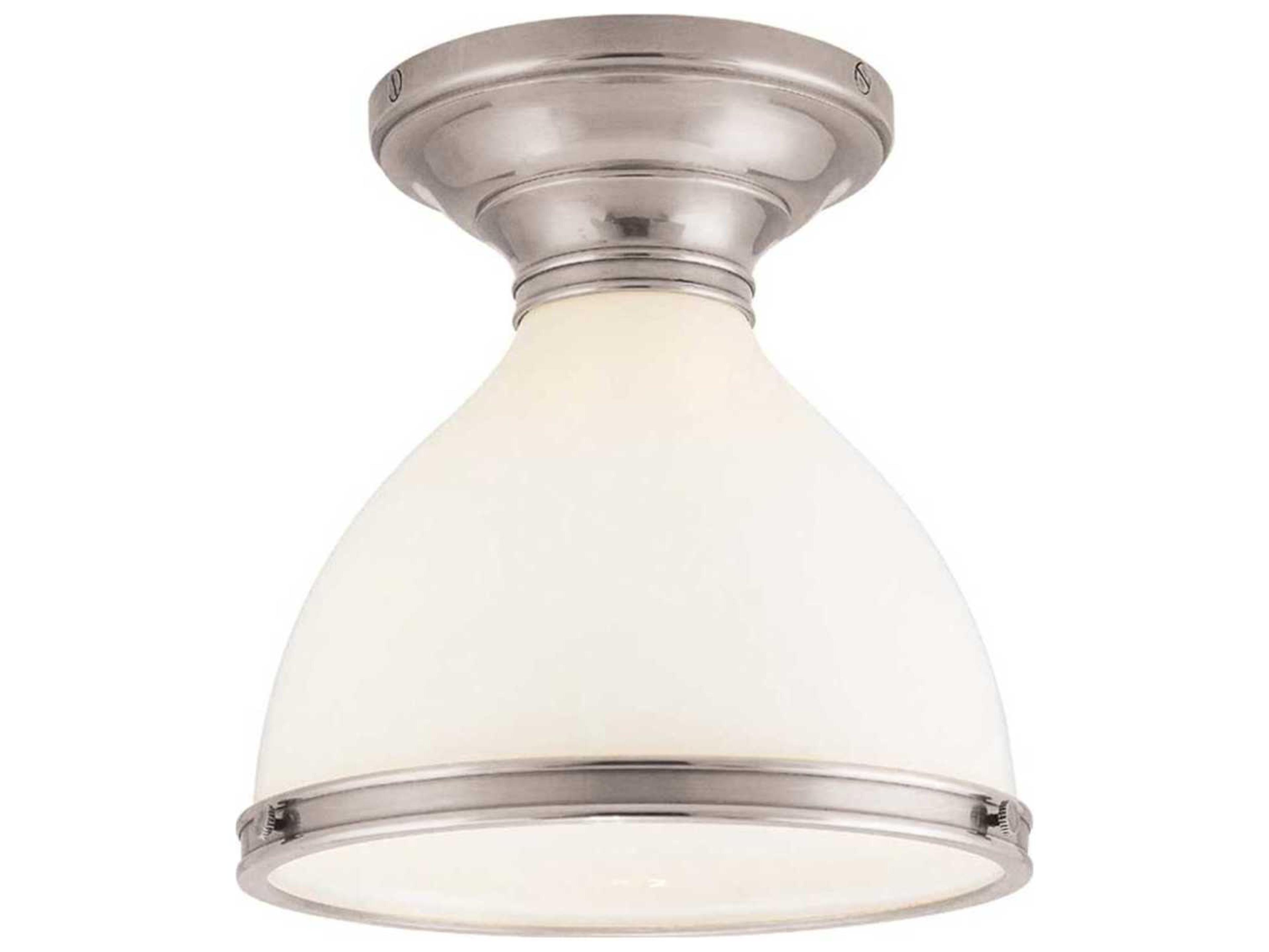 Randolph 1-Light Satin Nickel Off White Glass Semi Flush Mount