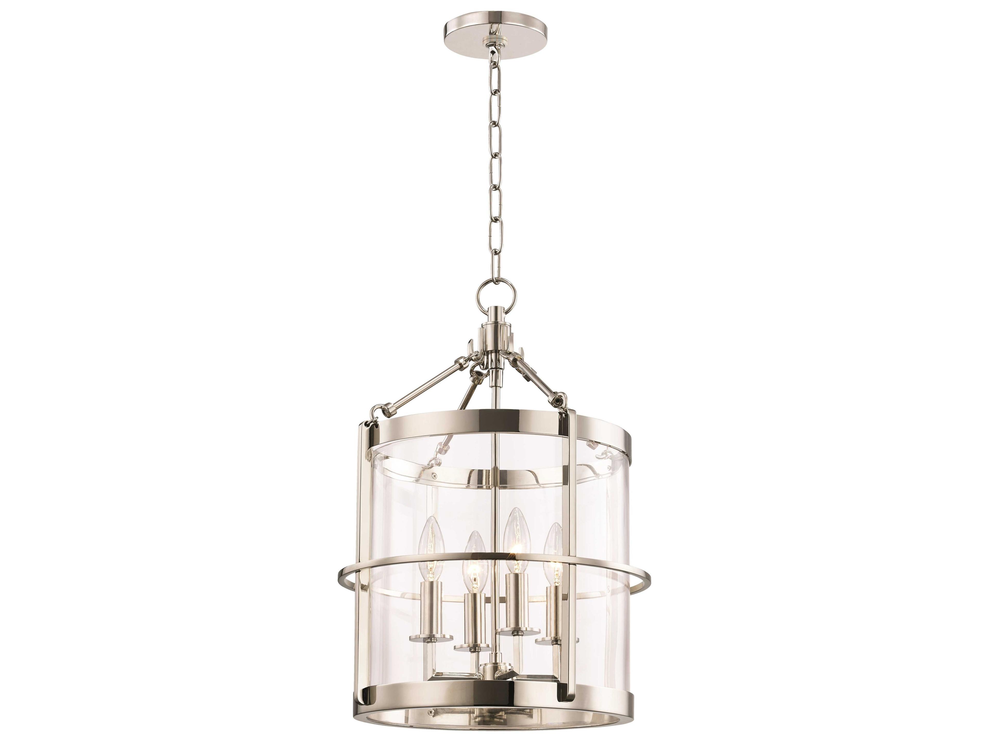 Ren 4-Light Candelabra Pendant Light in Polished Nickel with Clear Glass