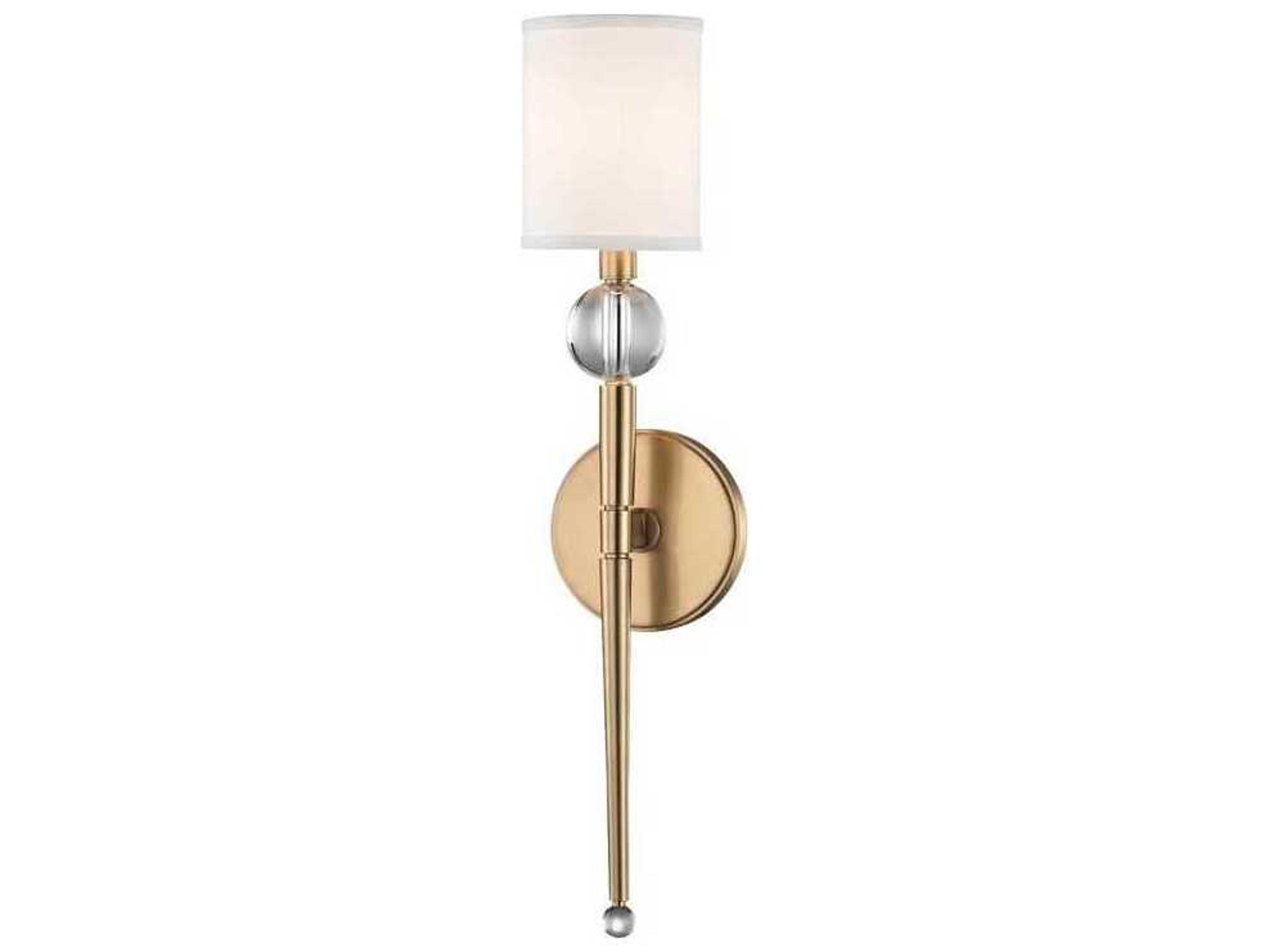Rockland 1-Light Aged Brass White Crystal Glass Wall Sconce