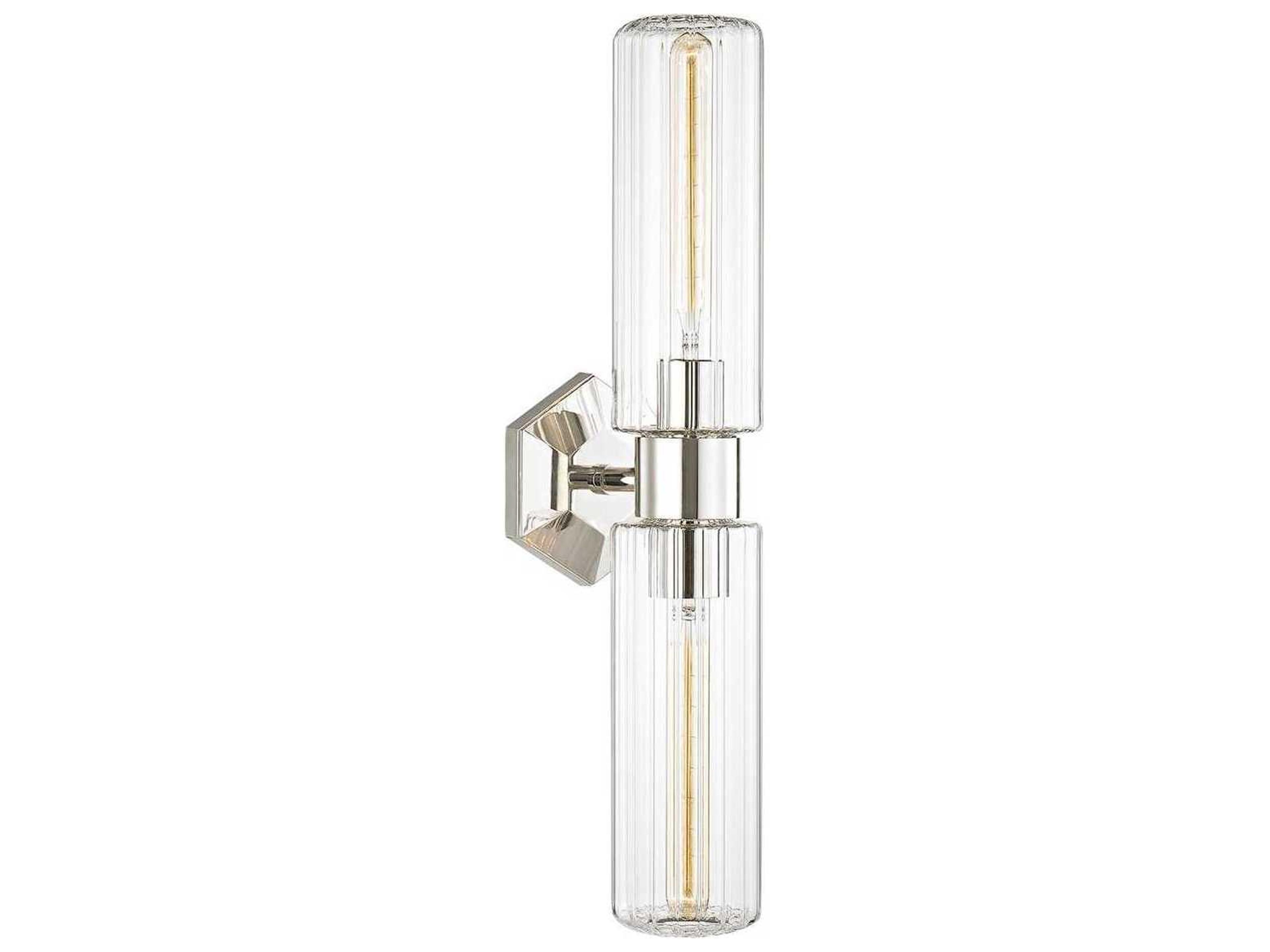 Roebling 2-Light Polished Nickel Glass Wall Sconce