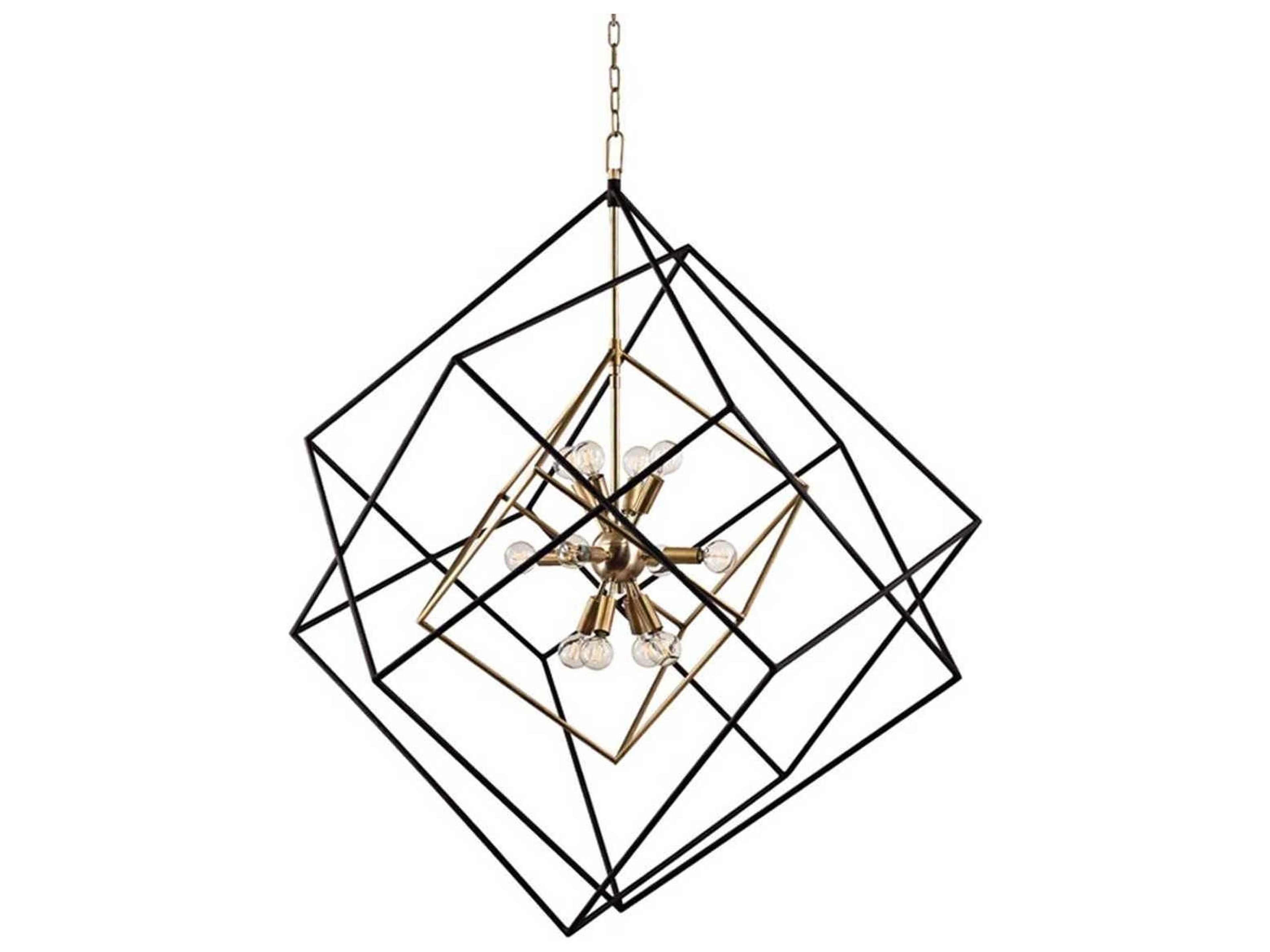 Roundout Chandelier Aged Brass Geometric Pendant