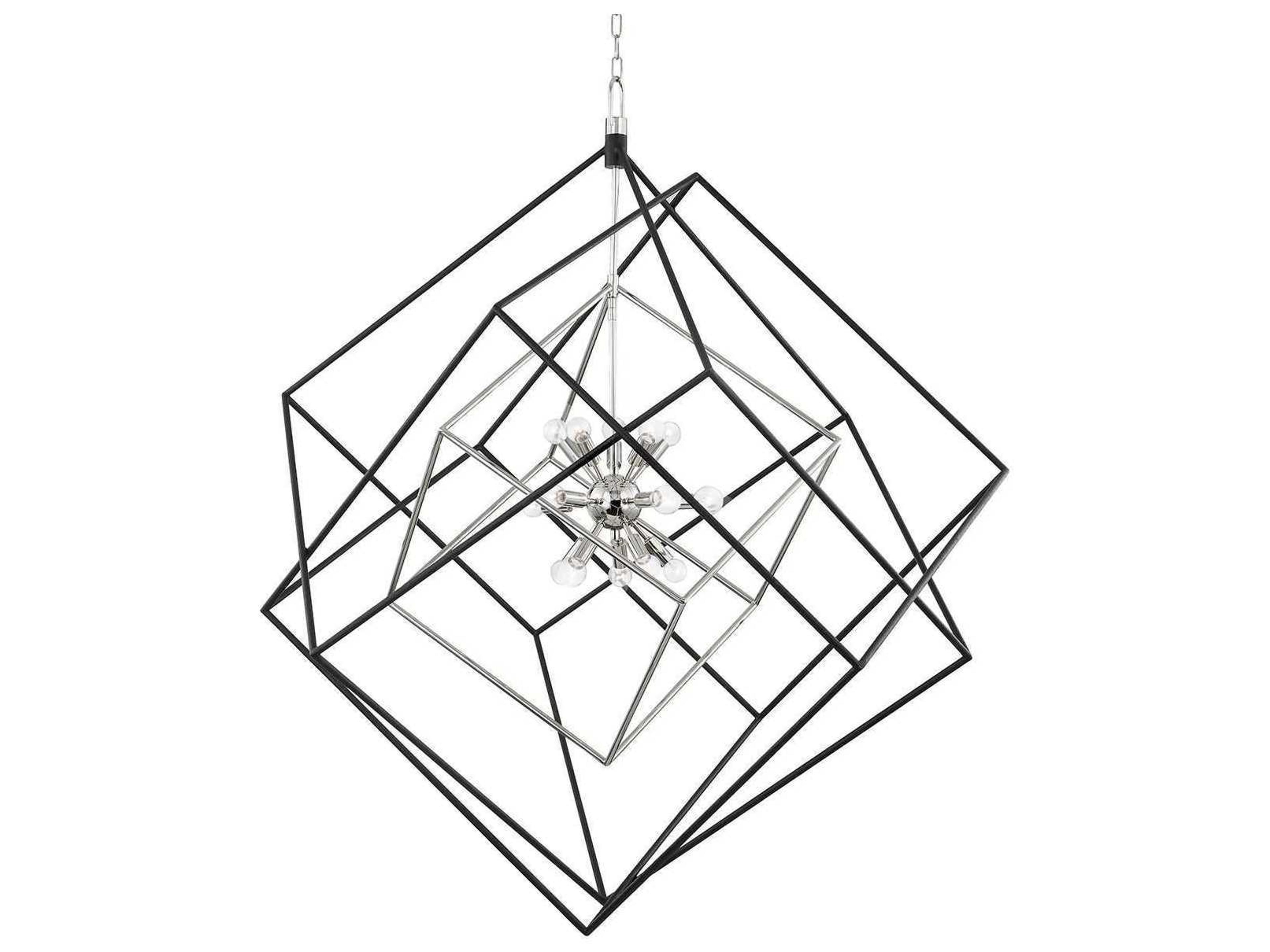 Roundout 15-Light Polished Nickel Black Pendant