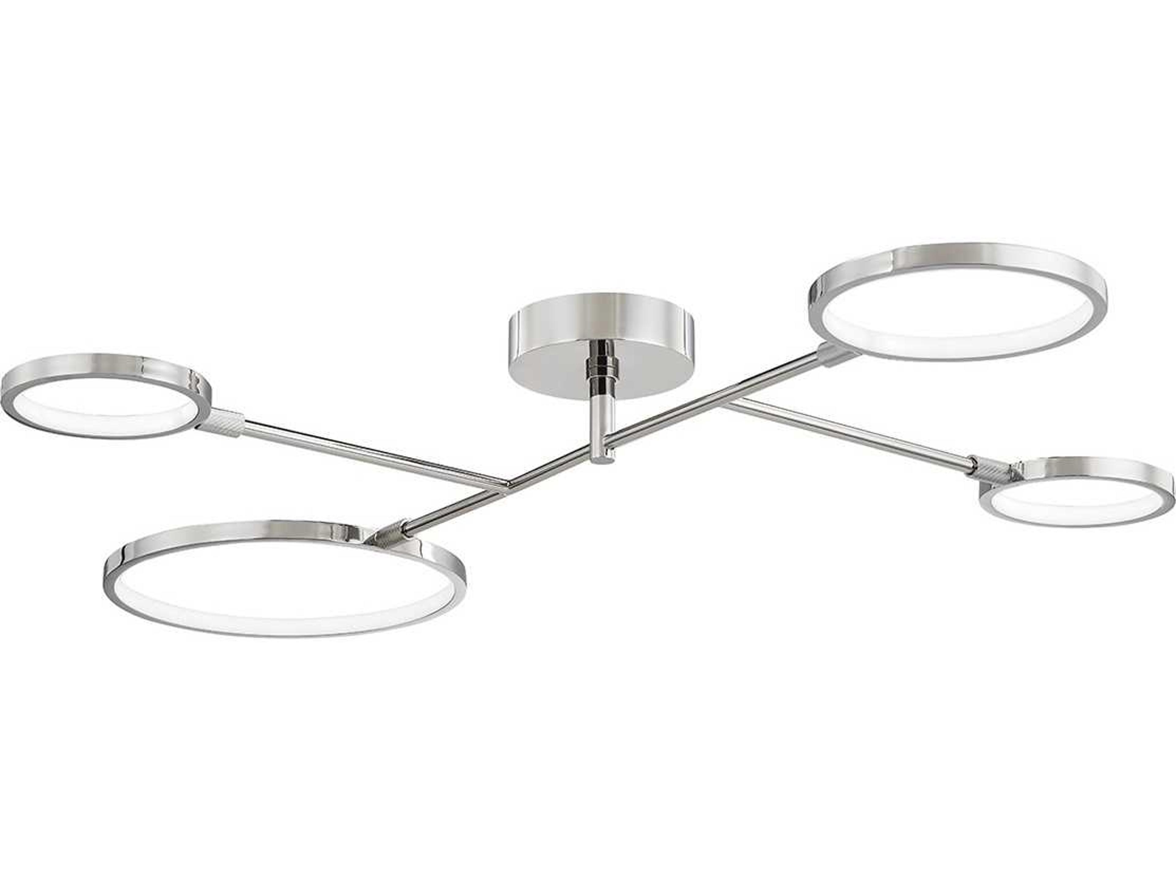 Saturn 4-Light Polished Nickel Glass LED Round Semi Flush Mount