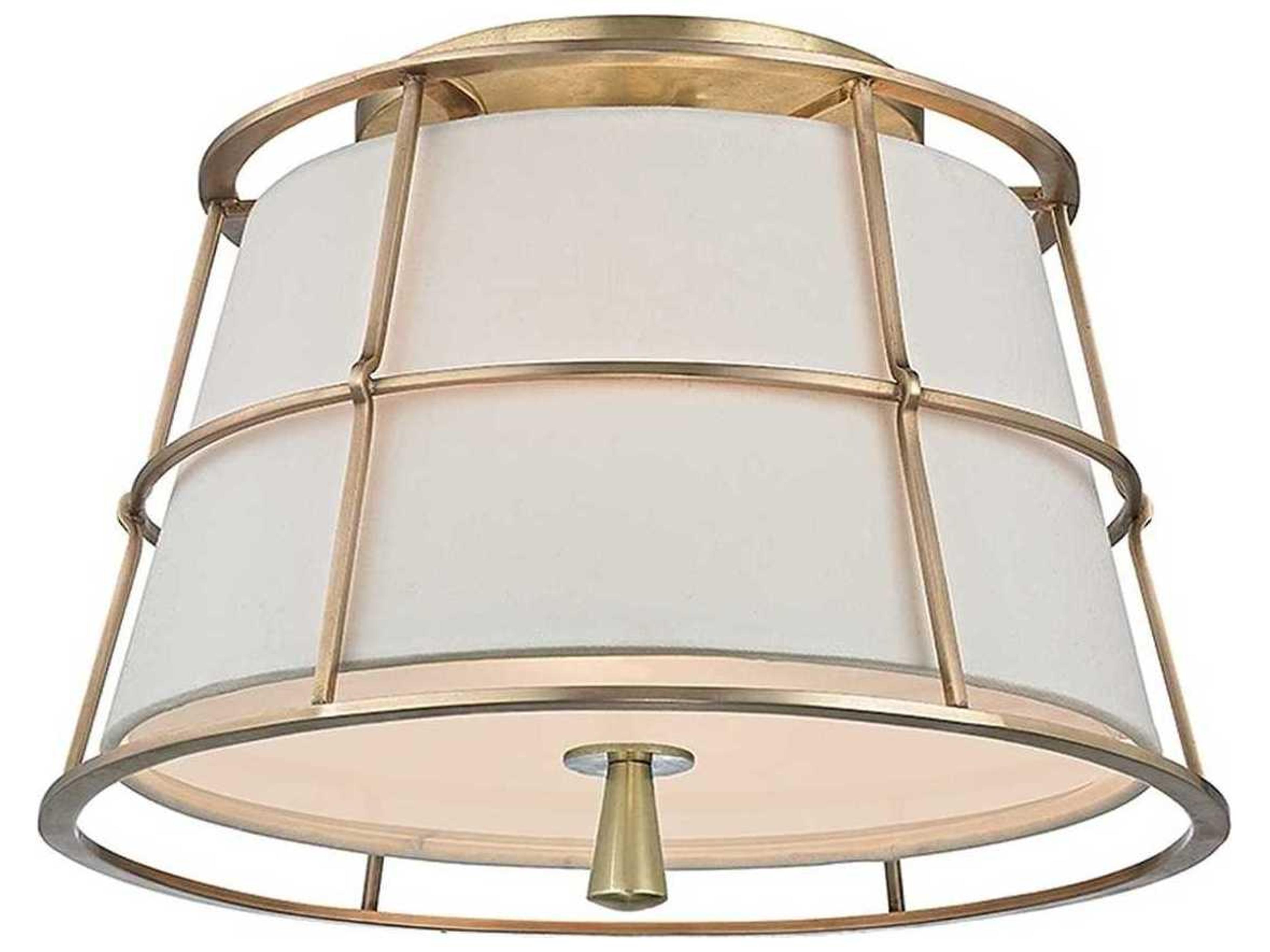 Savona 2-Light Aged Brass White Empire Semi Flush Mount